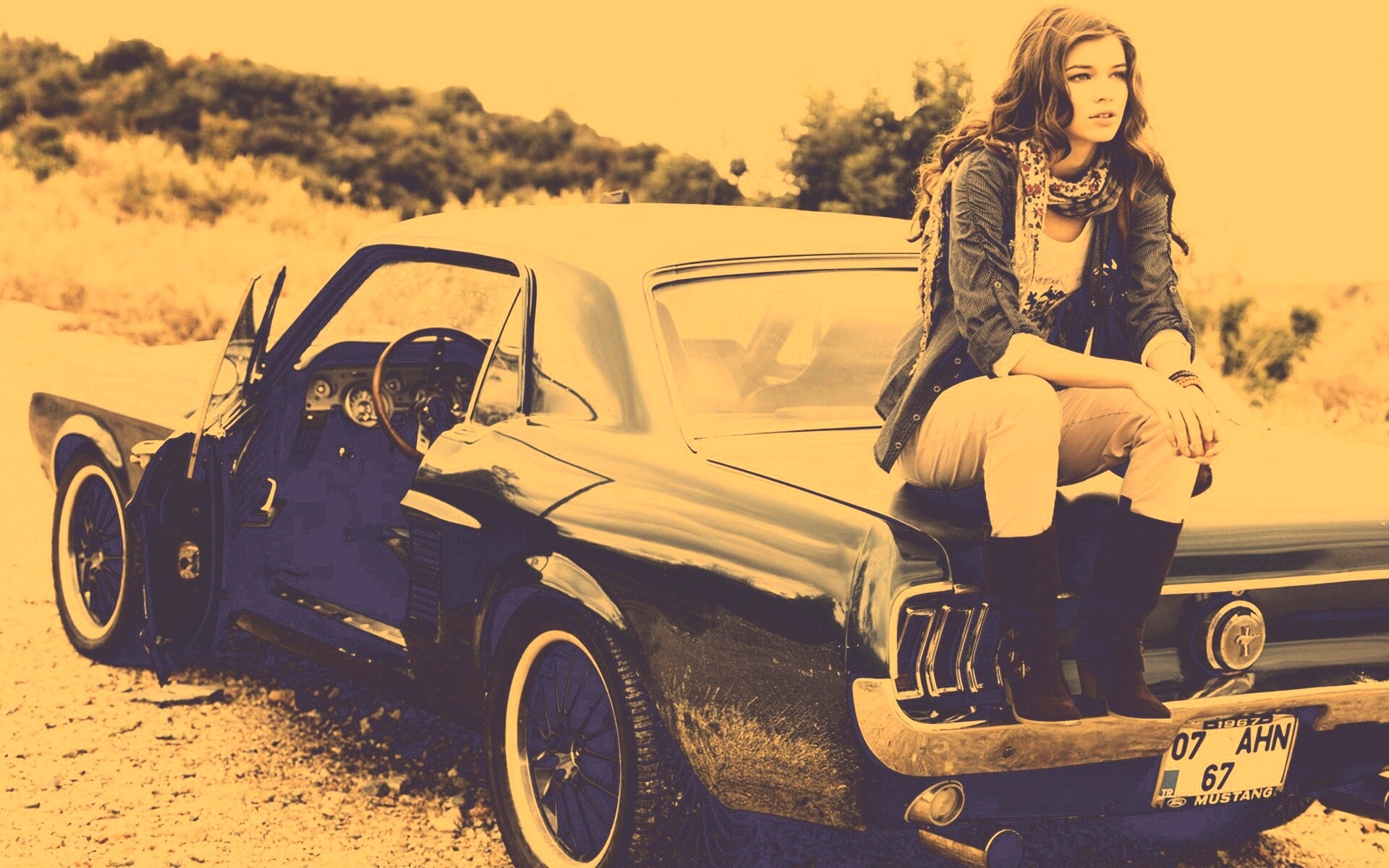 Девушка на мустанге обои