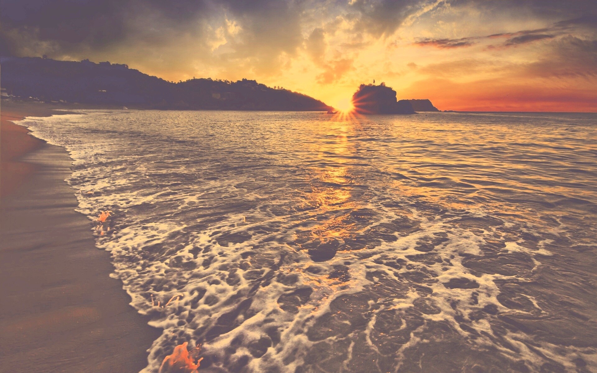Закат в лагуне обои