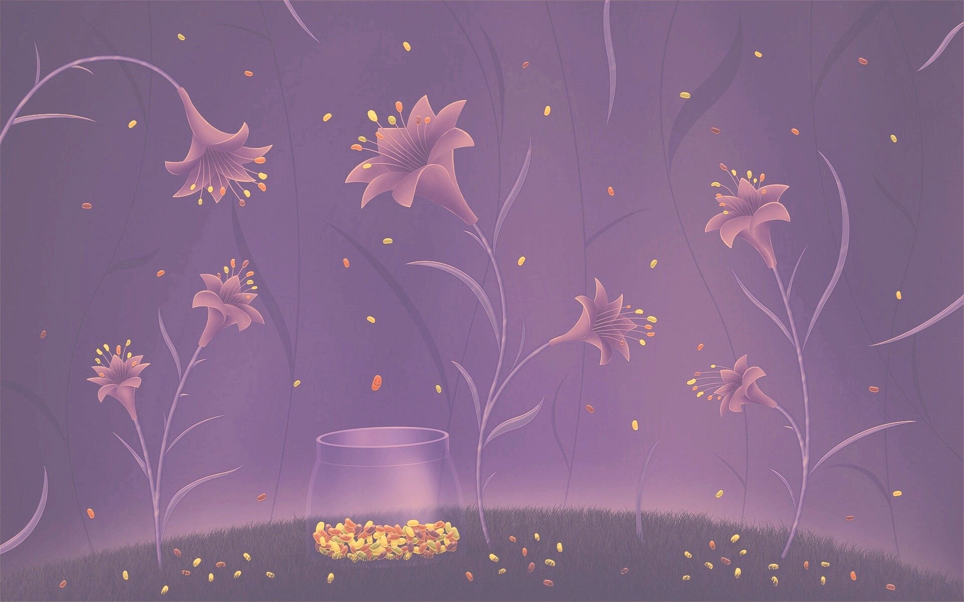 Волшебные цветы и конфетки обои