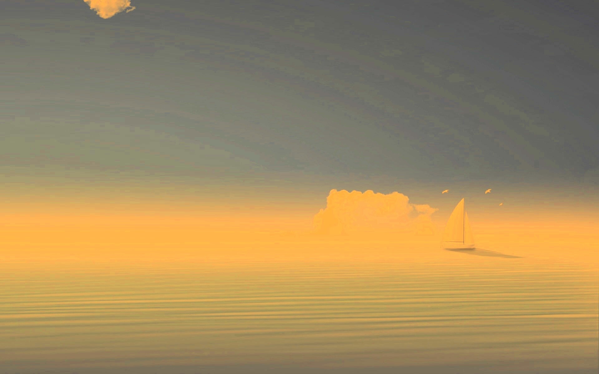 Голубые обои под хорошее настроение с парусником обои