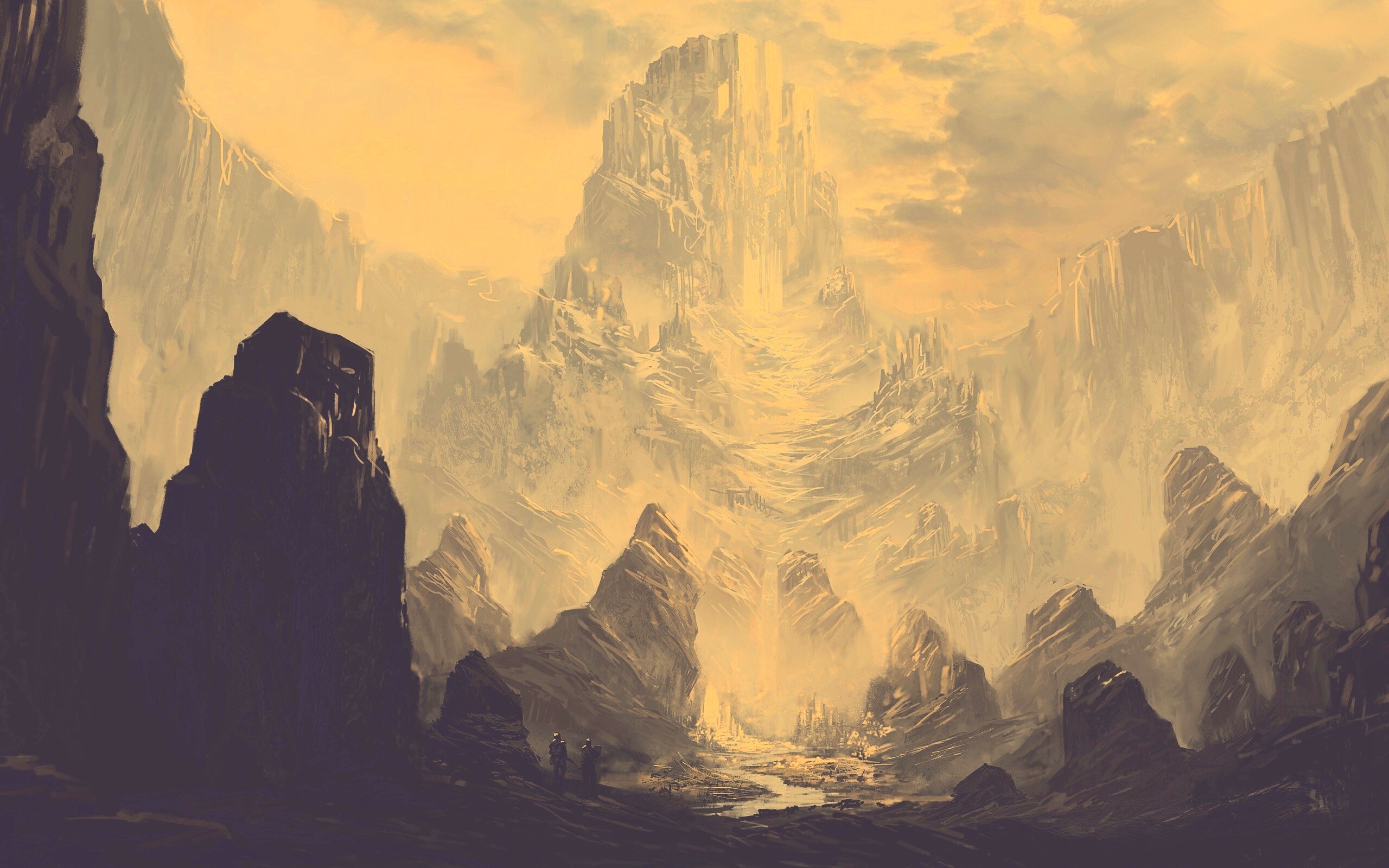 Город в горах обои