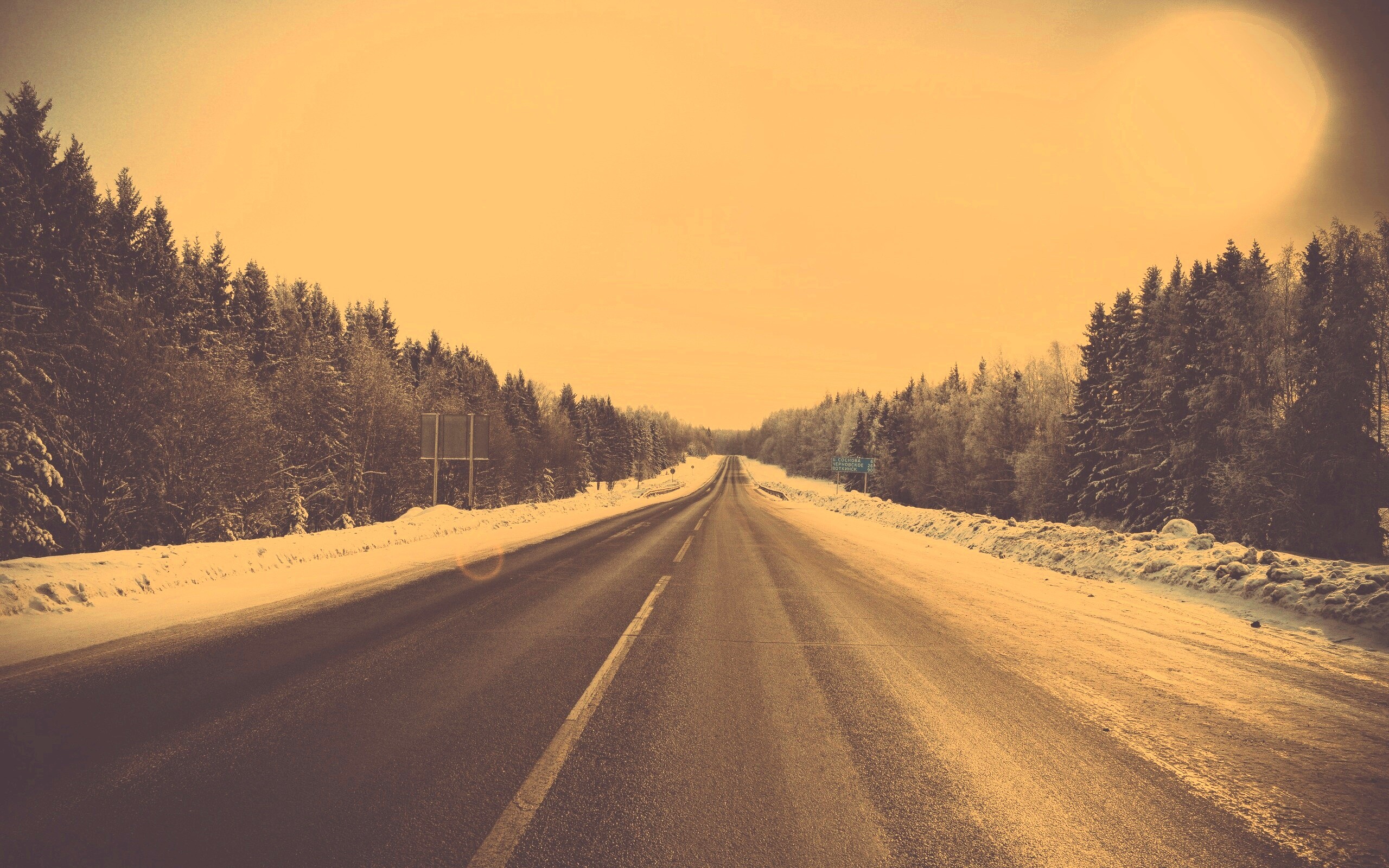 Дальняя дорога зимой обои