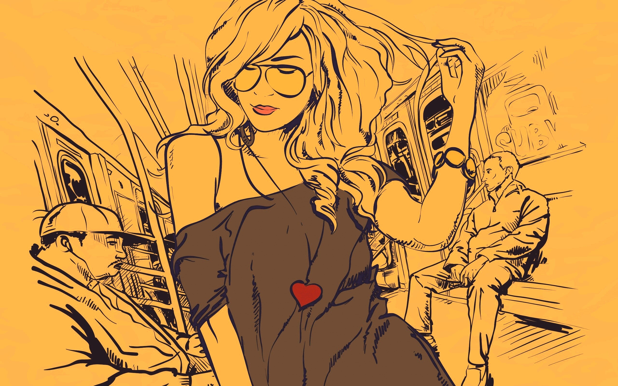 Стильная девушка в метро обои