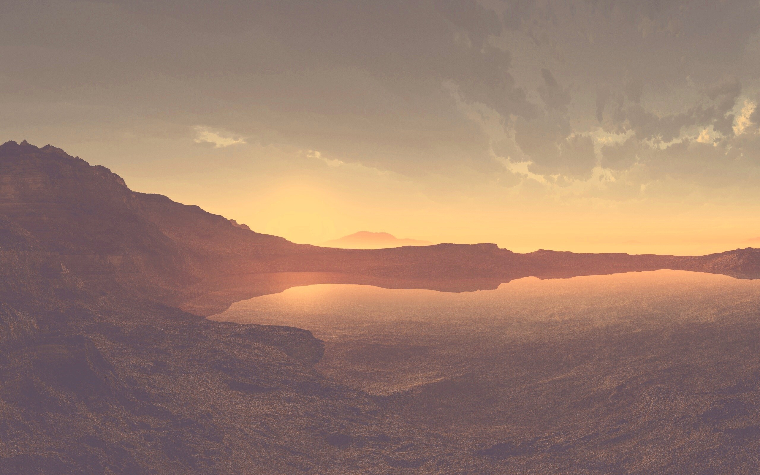 Озеро в каменистой пустыне обои