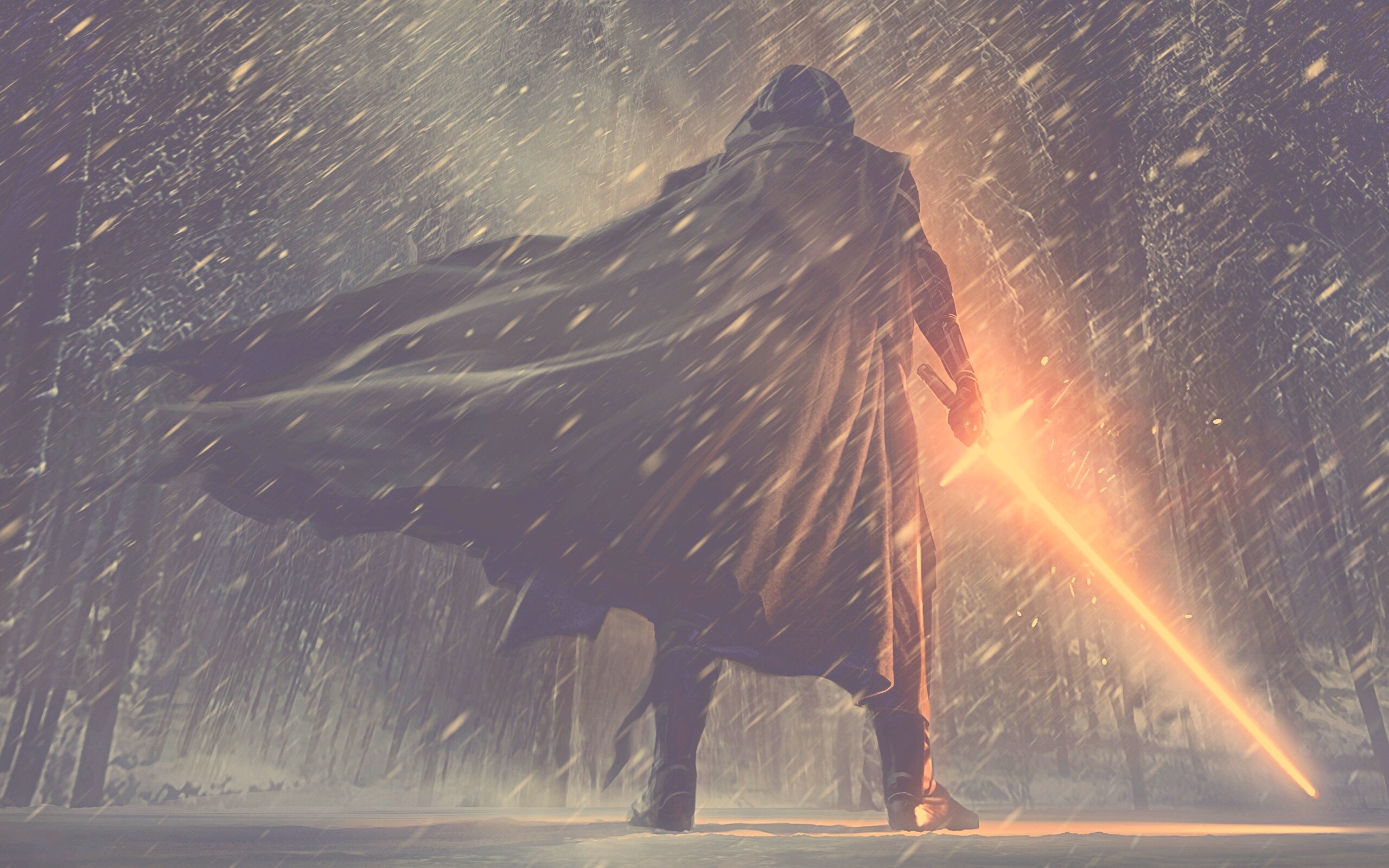 Кайло Рен в зимнем лесу обои