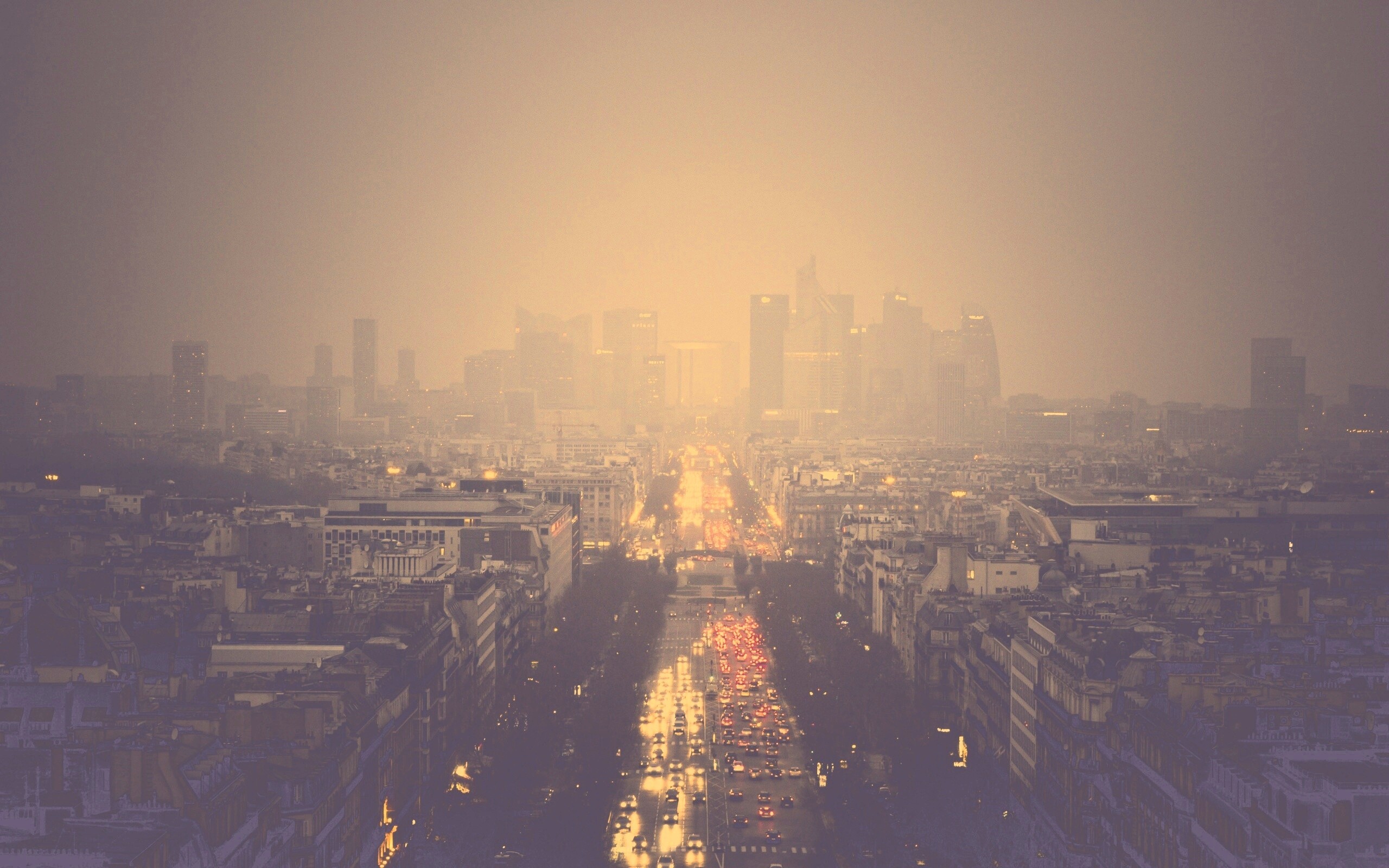 Ночной город в тумане обои