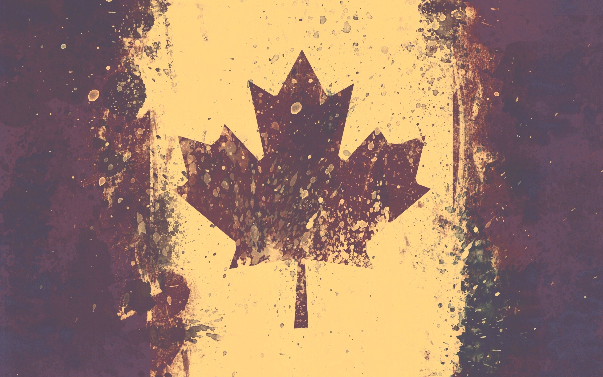 Флаг Канады нарисованный краской обои