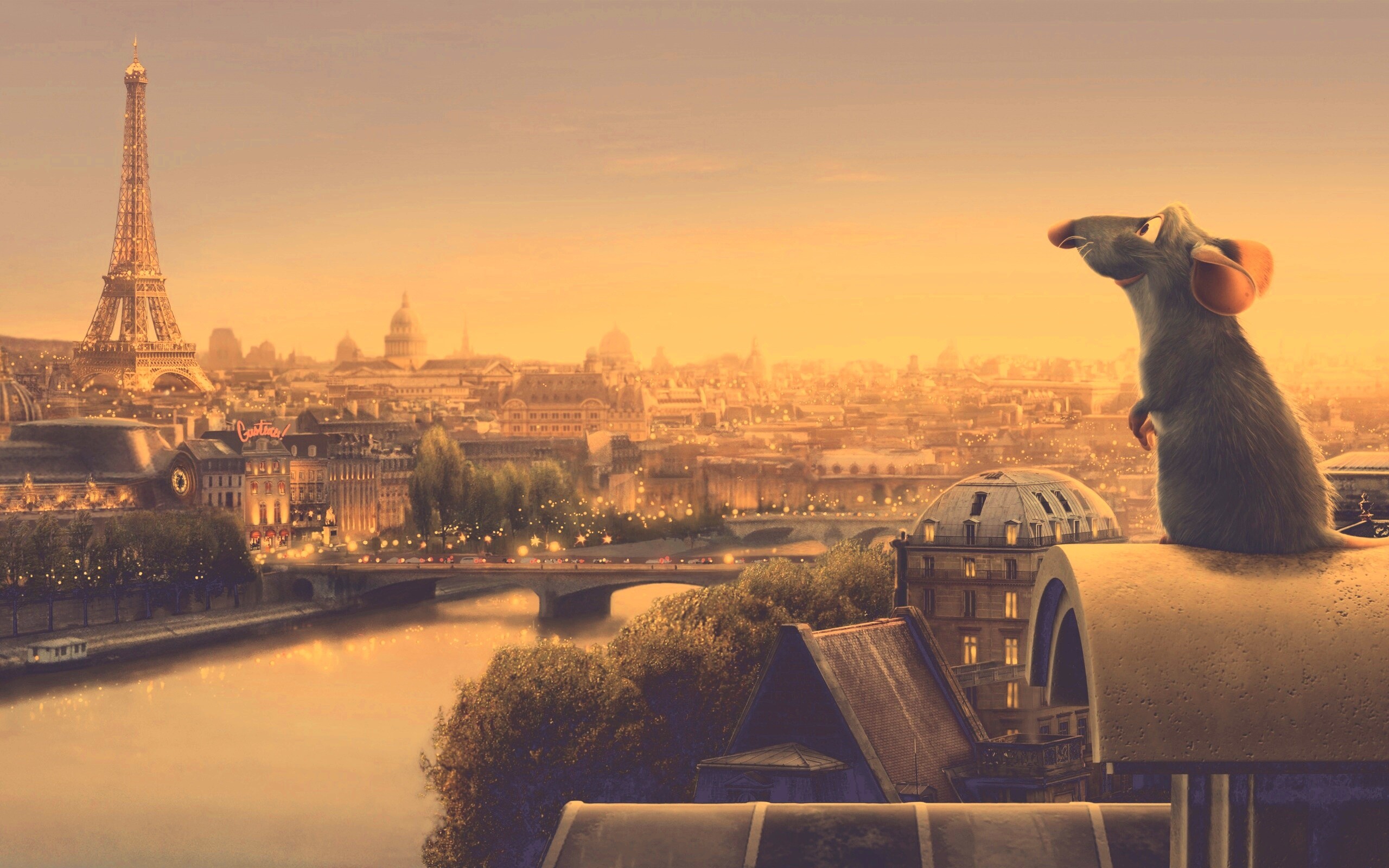 Рататуй на фоне Парижа обои