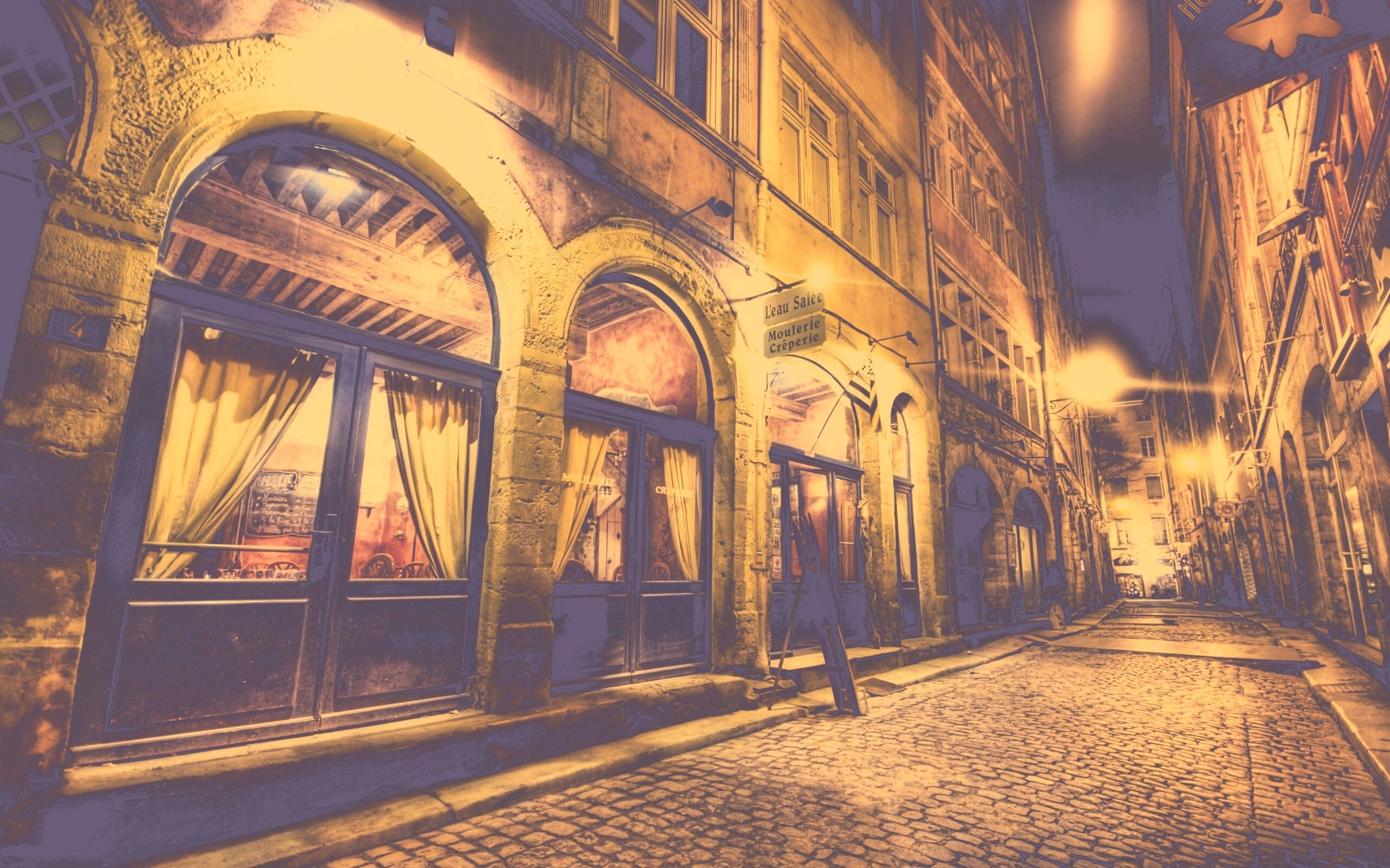 Ночная улочка обои