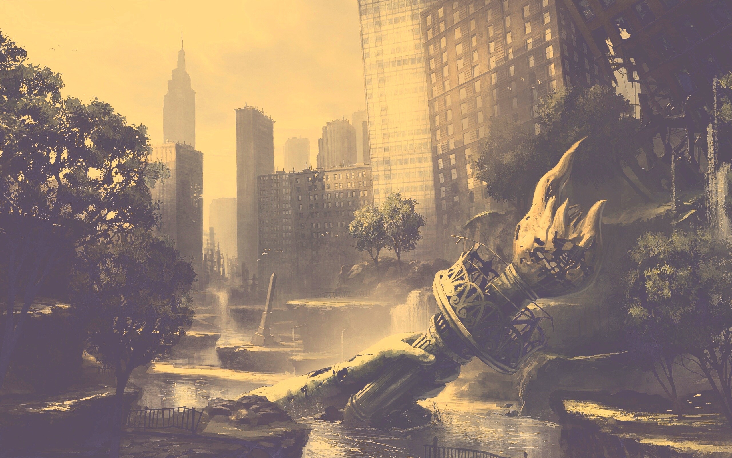 Руины статуи свободы обои