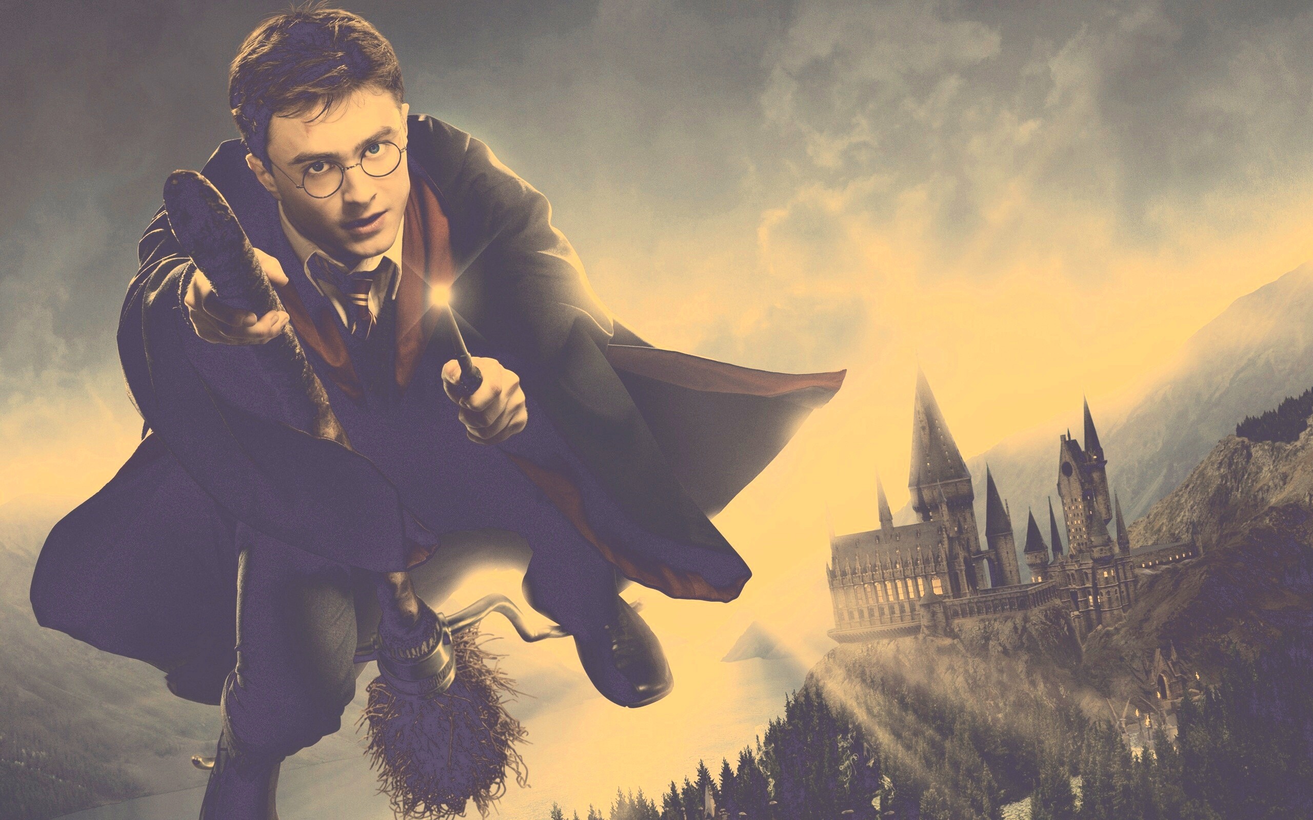 Гарри Поттер на метле обои