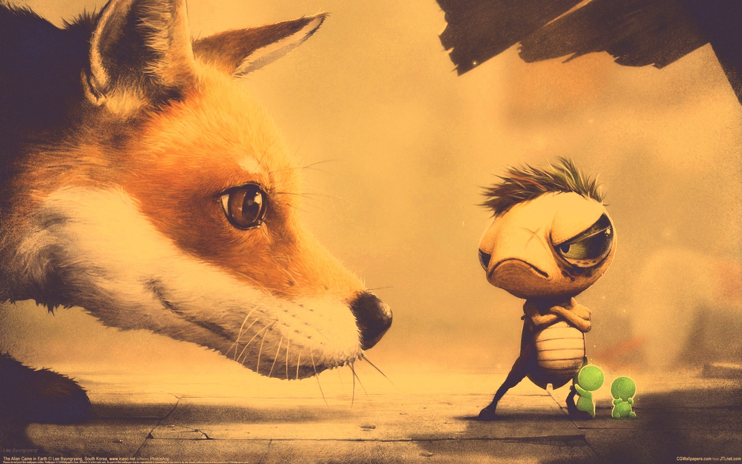 Лиса и жук обои