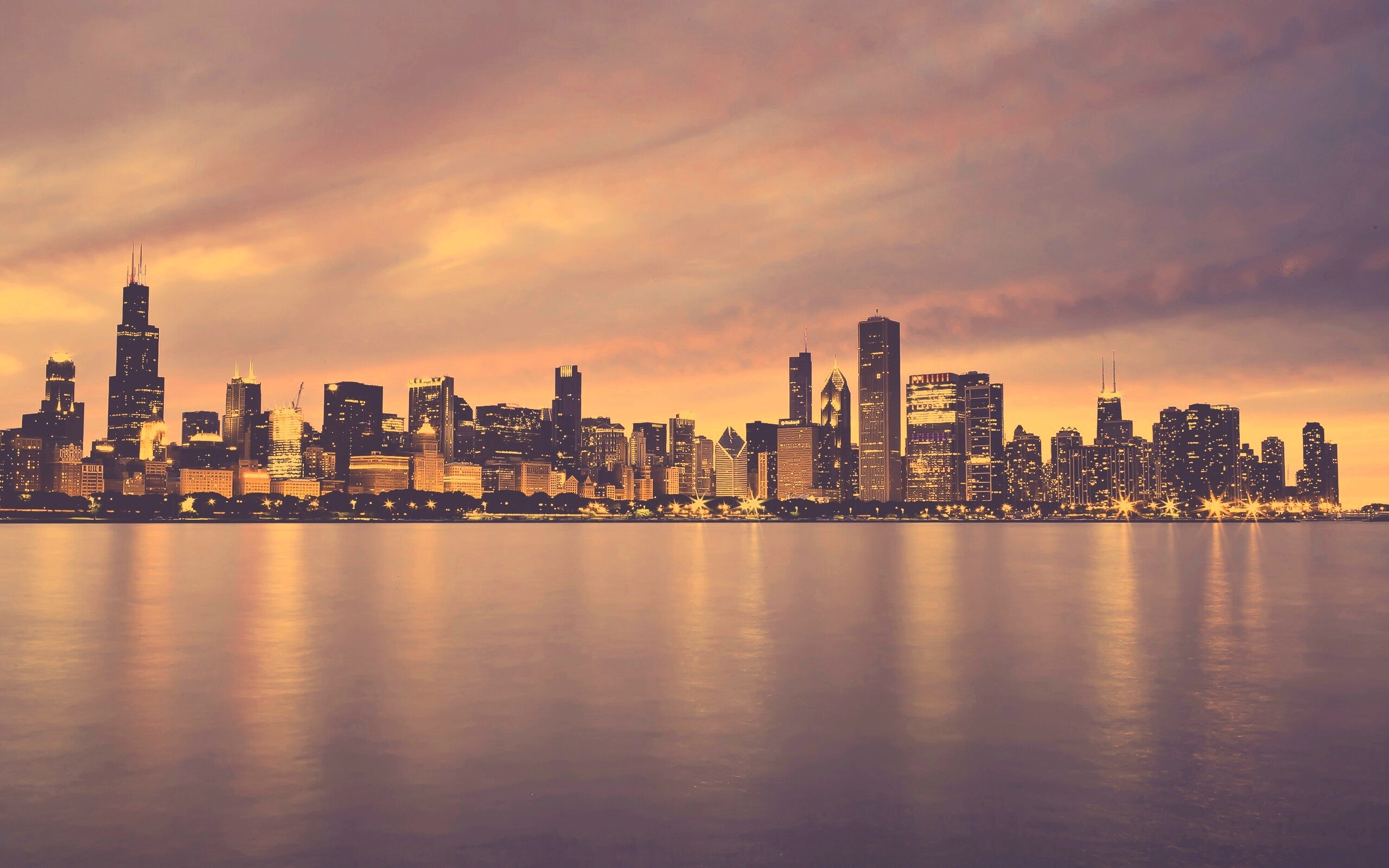 Чикаго с воды обои