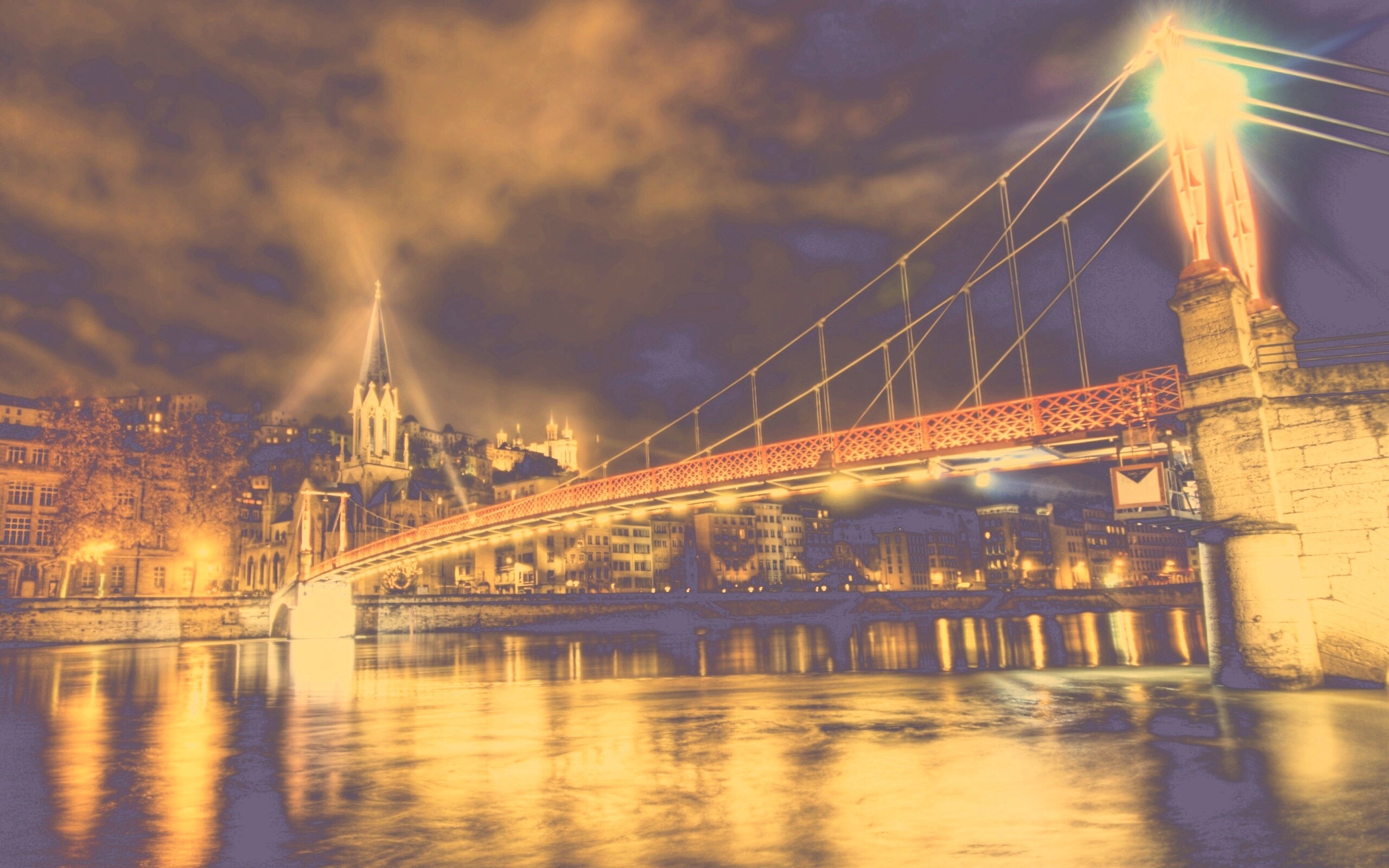 Ночная подсветка моста обои