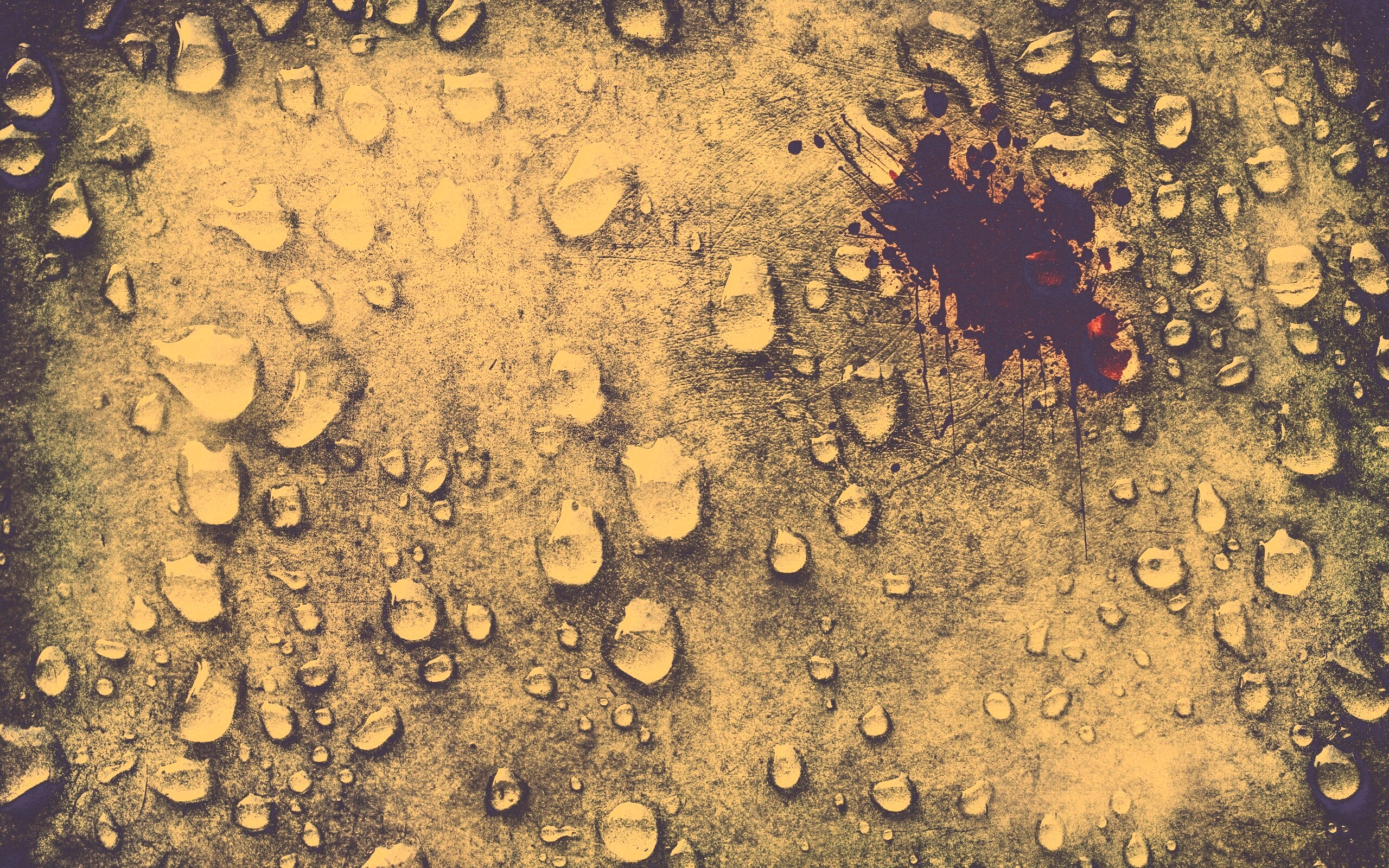 Кровавое пятно и капли воды обои