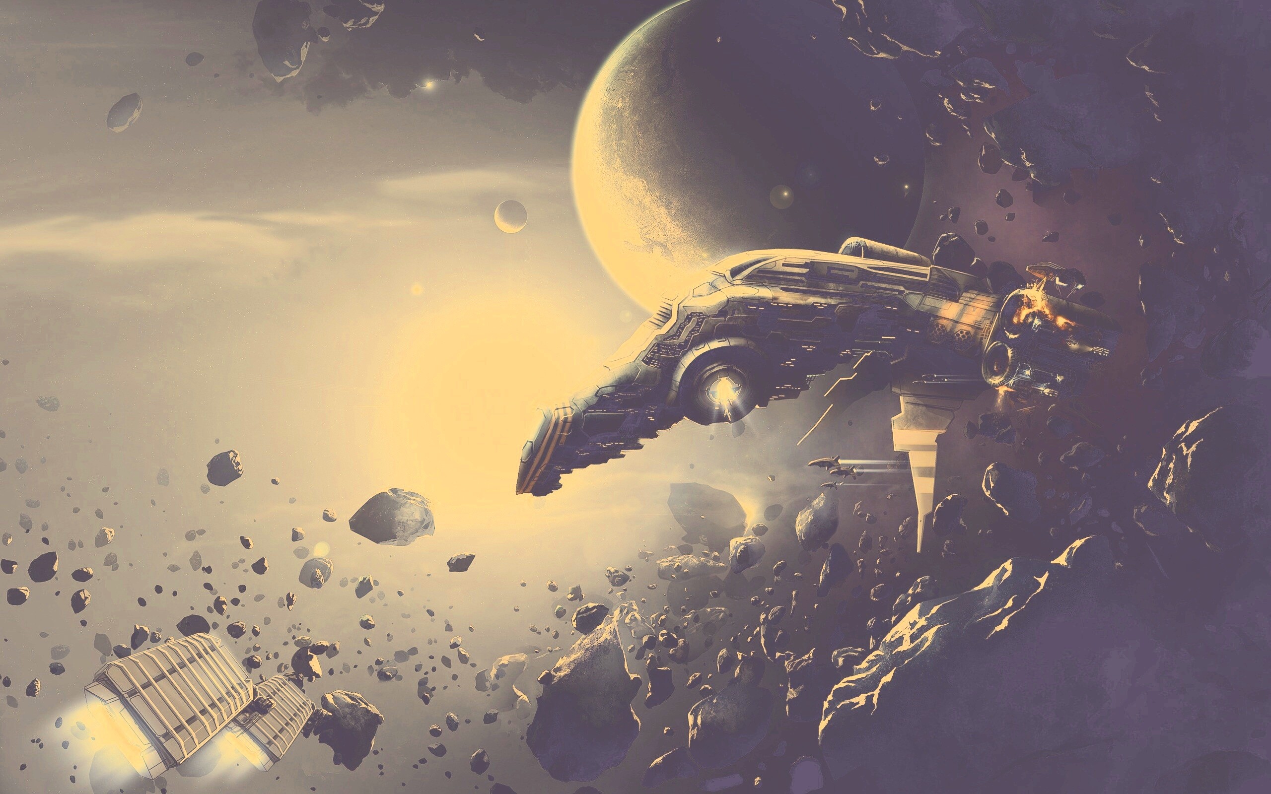 Космические корабли в поясе метеоритов обои