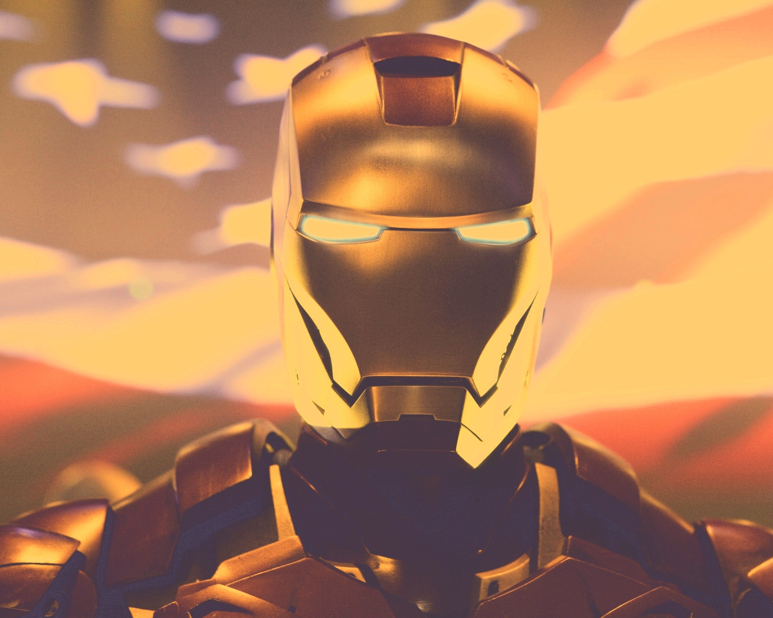 Железный человек на фоне американского флага обои