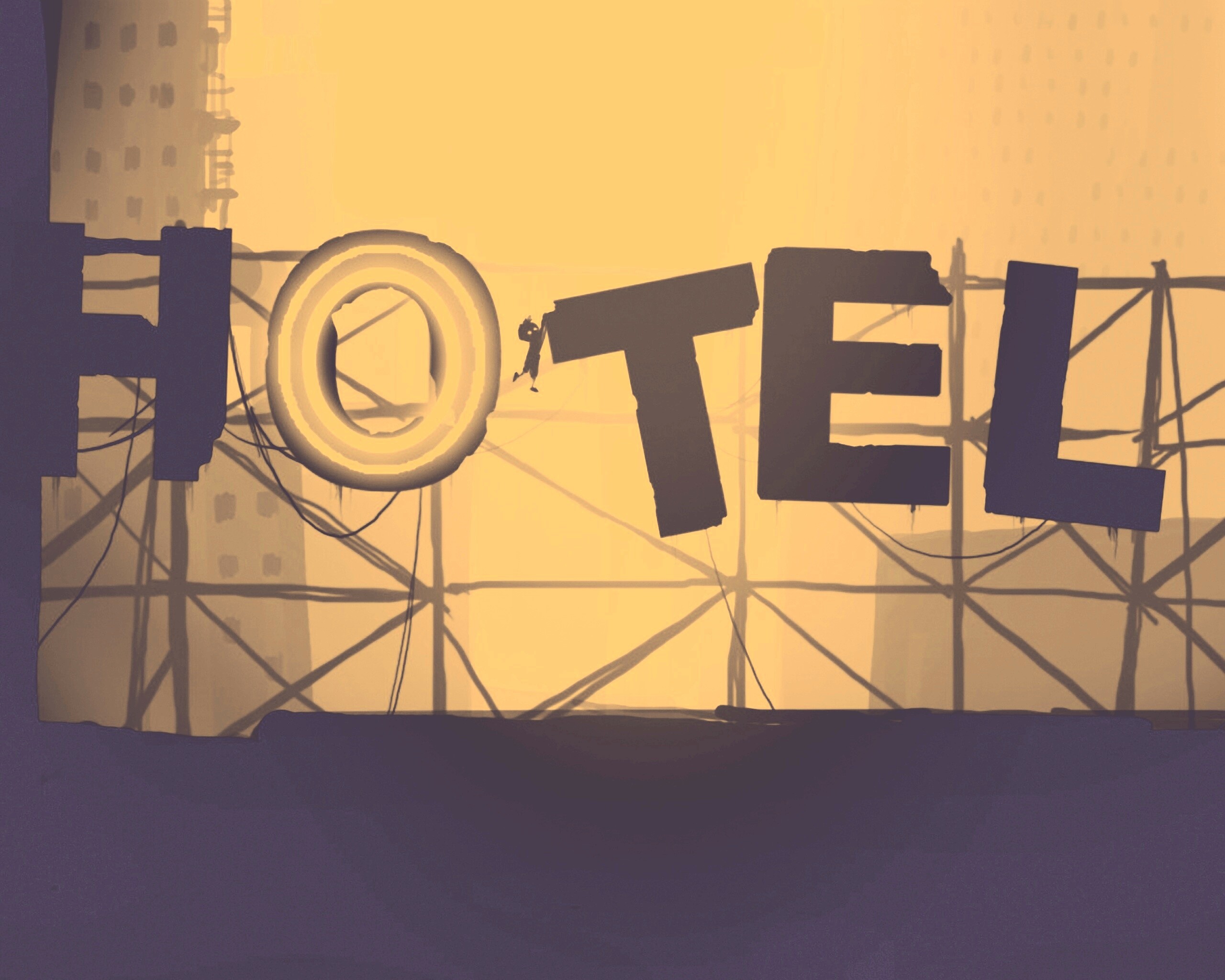 Мальчик из Limbo на вывеске "Hotel" обои