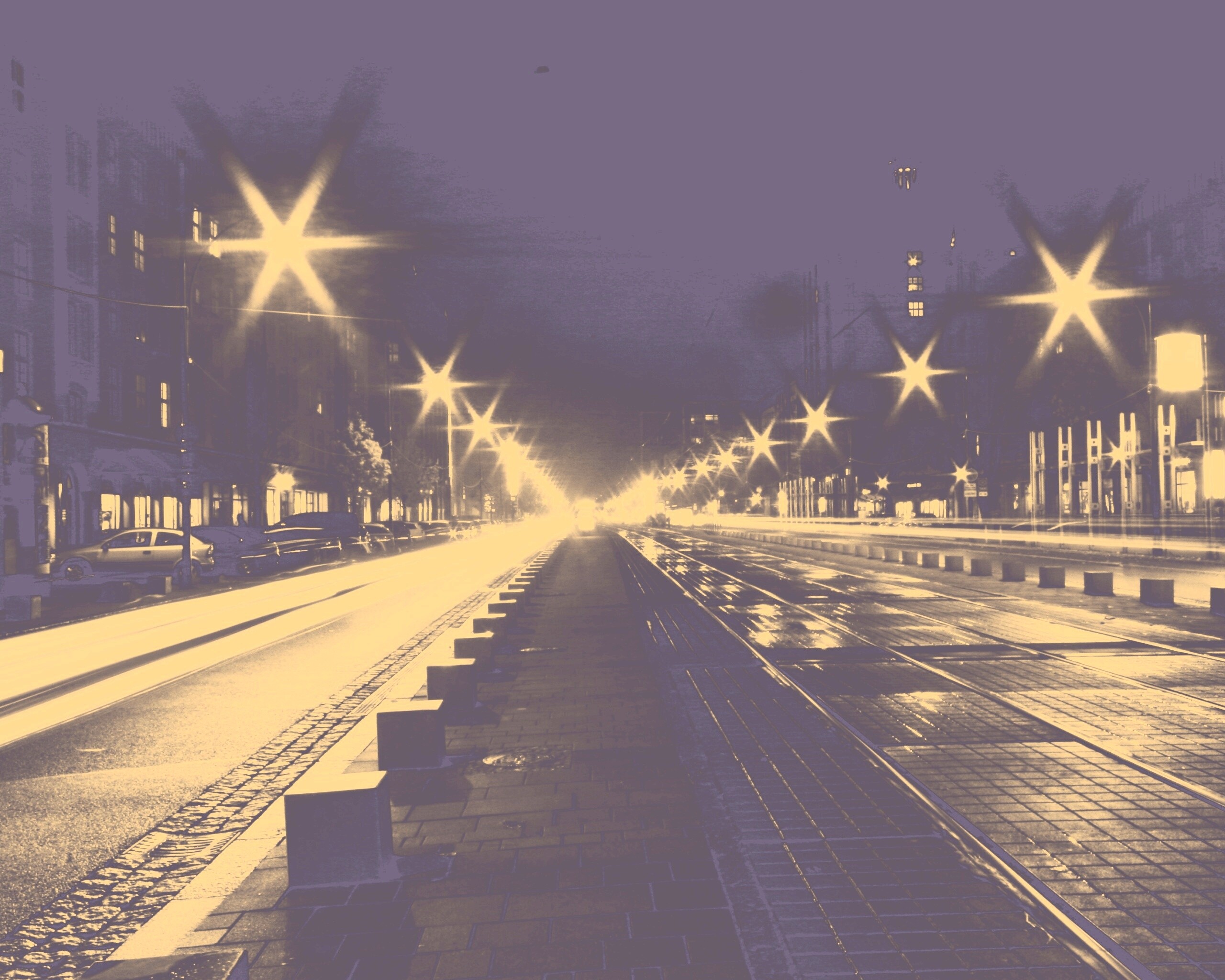 Мгновение на улице ночного города обои