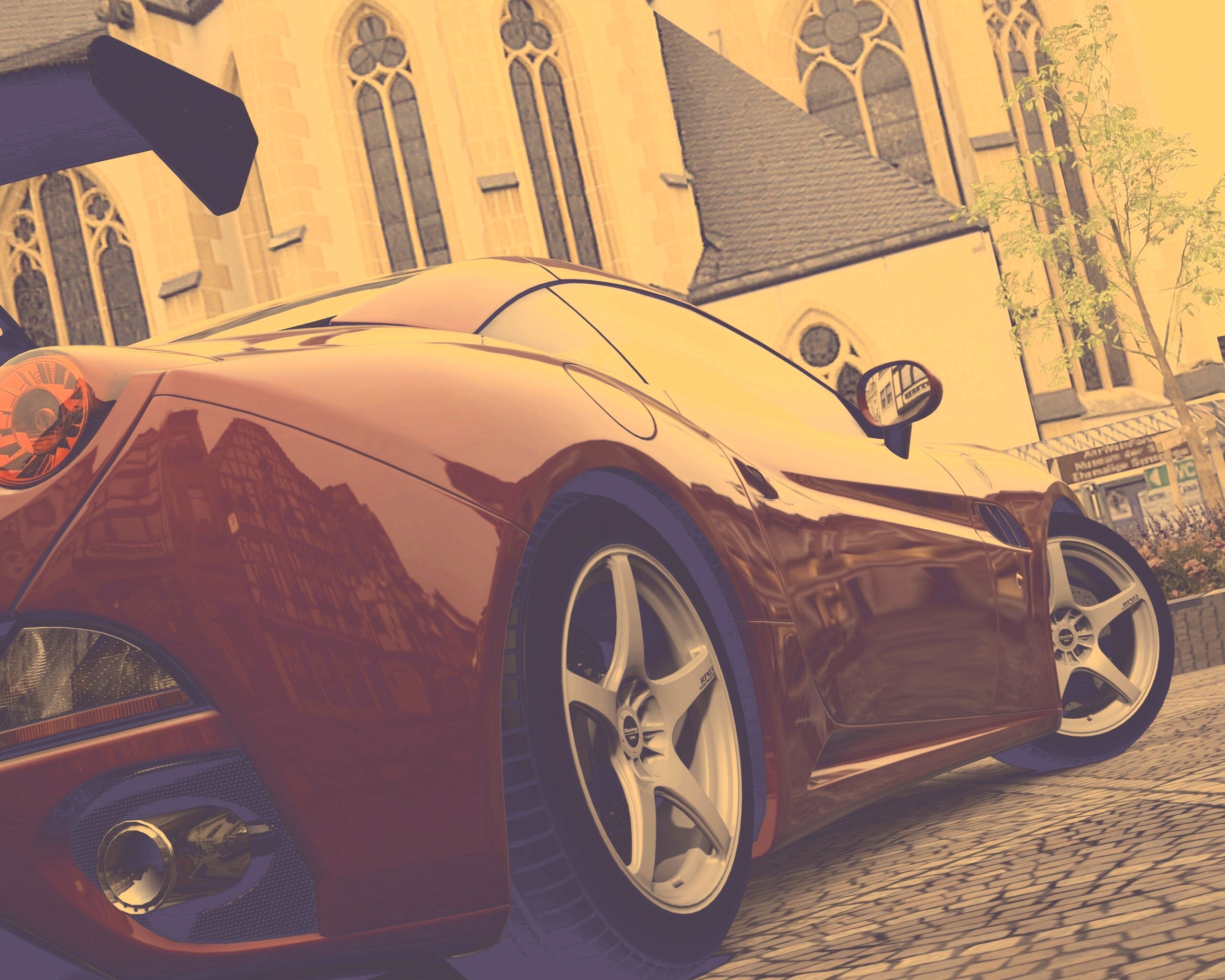 Ferrari на мостовой обои