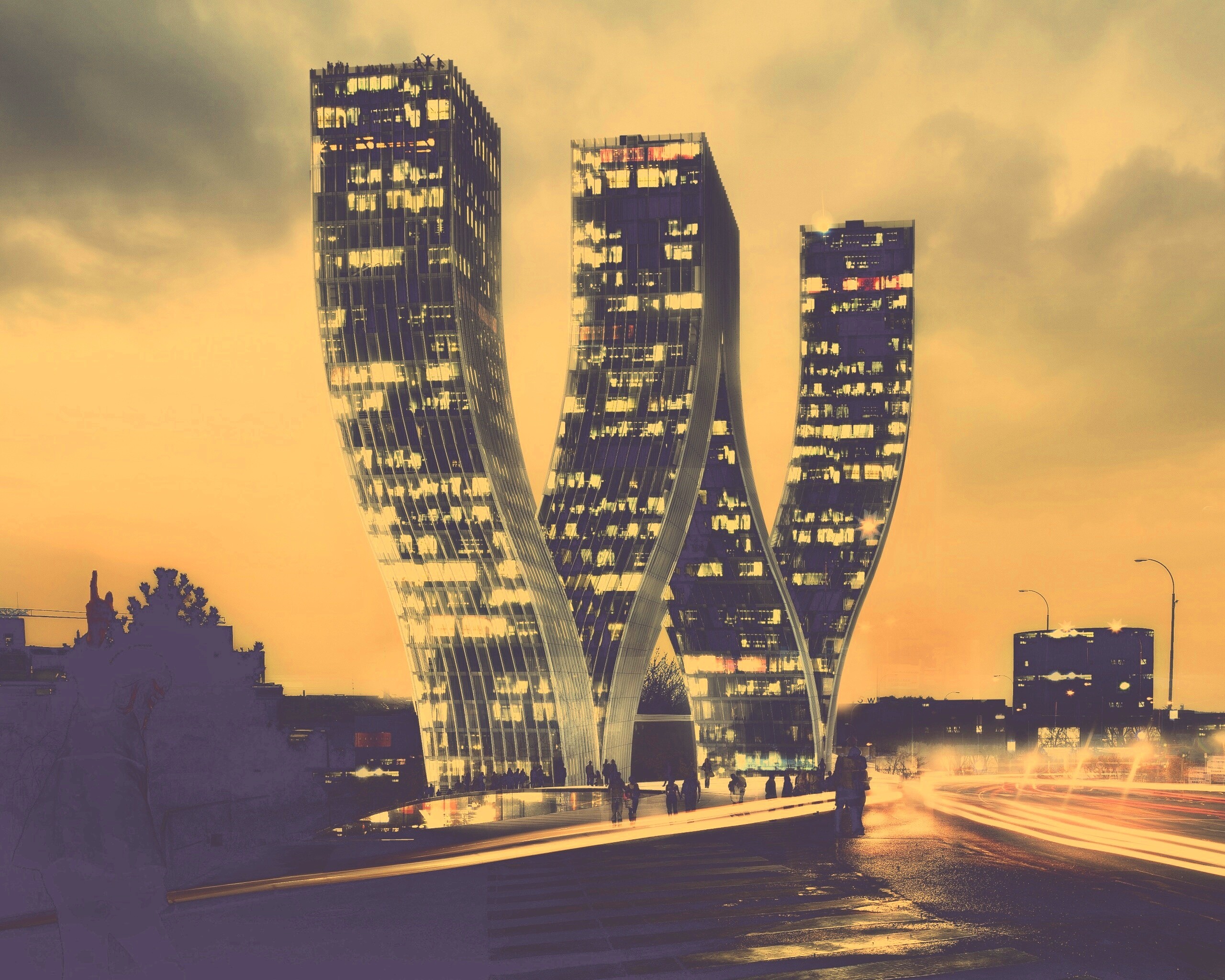 Здание в форме буквы W обои