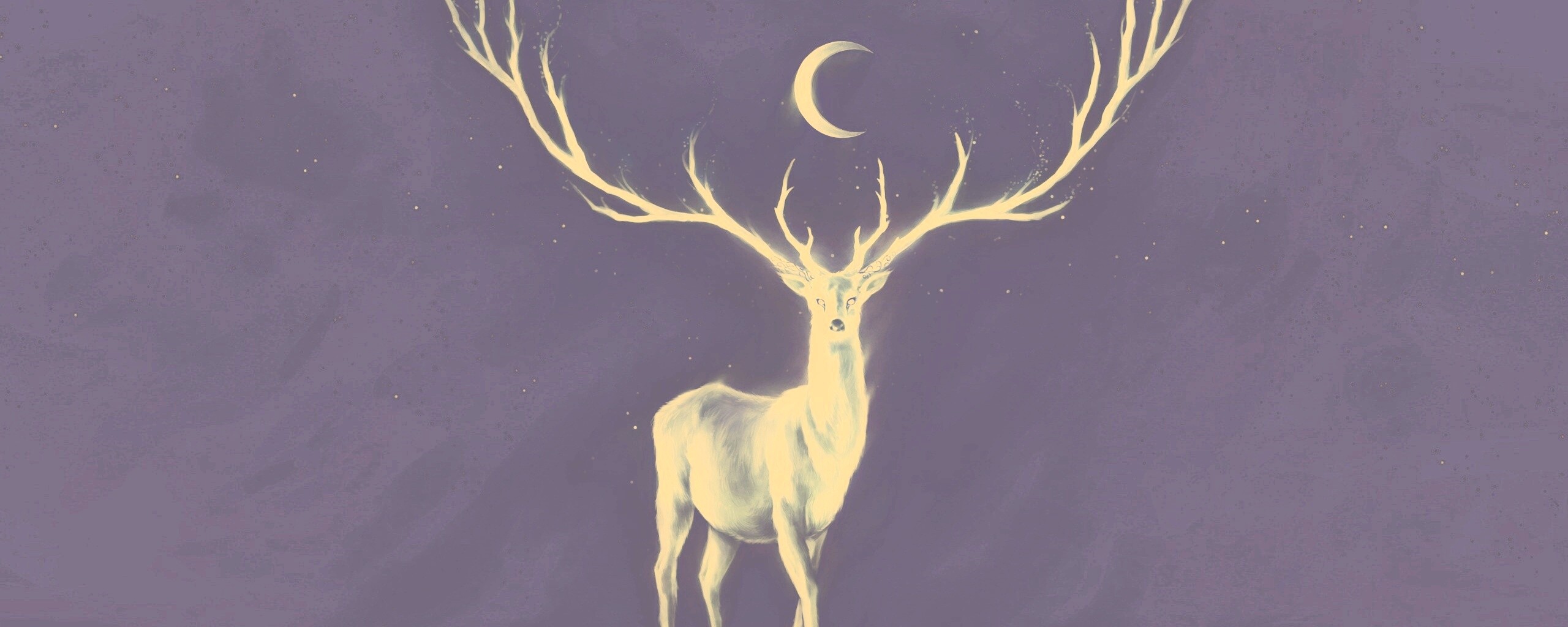 Олень в лунном свете обои
