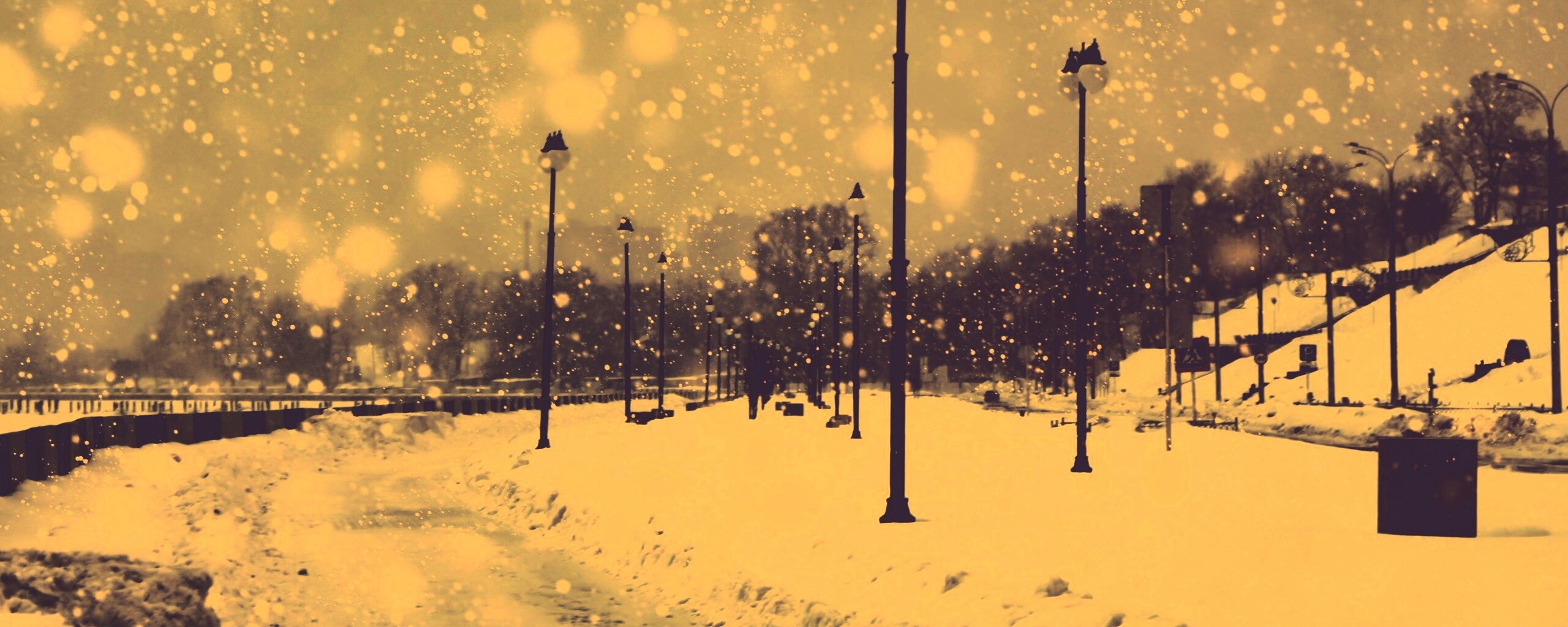 Зимняя набережная обои