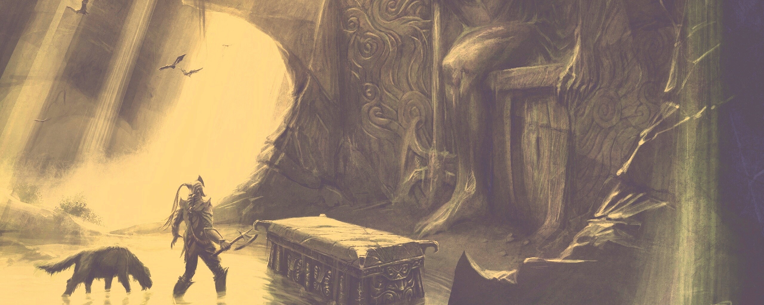 Довакин и Барбас в святилище Клавикуса Вайла обои