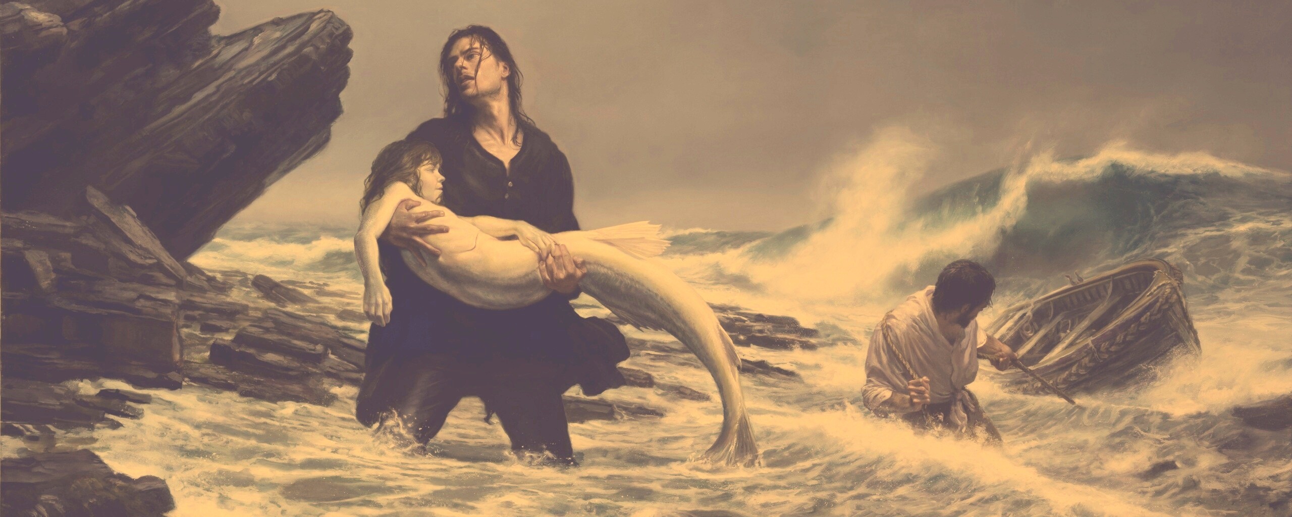 Рыбаки спасают русалку обои