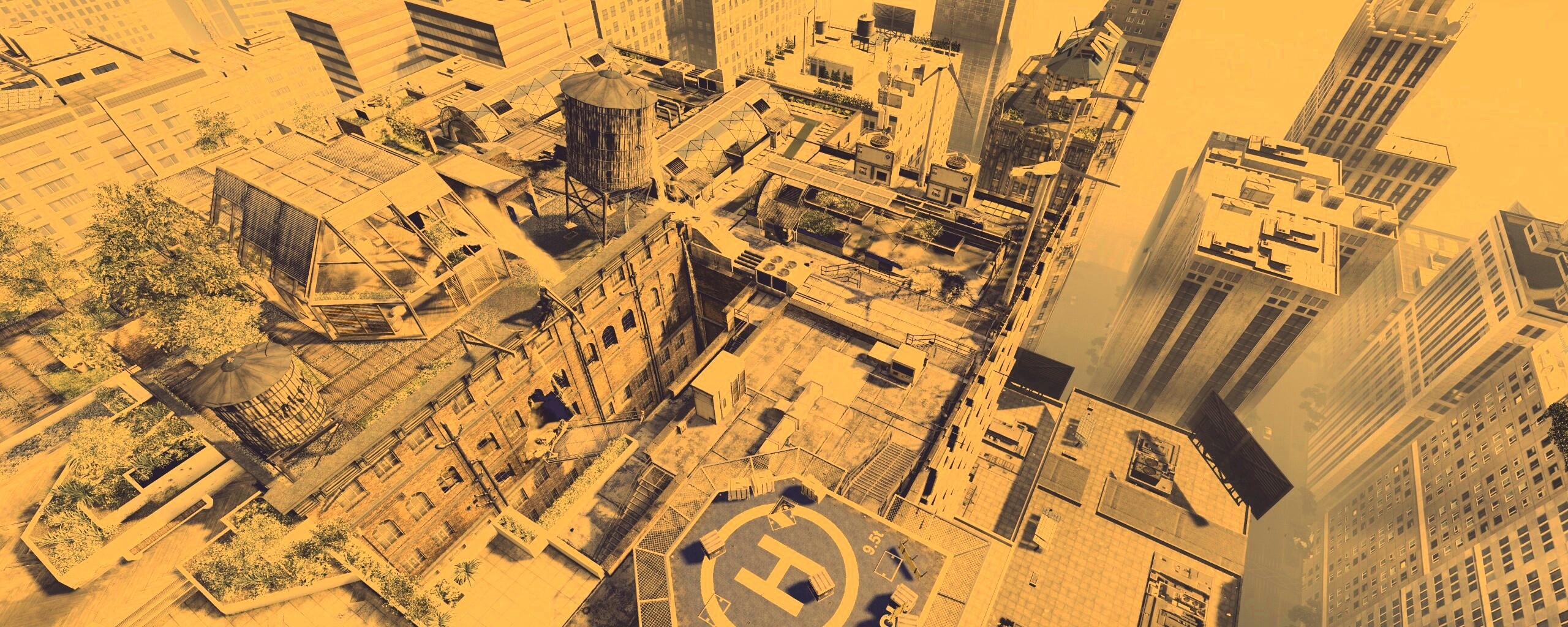 Вид сверху на карту уровня из Crysis 2 обои