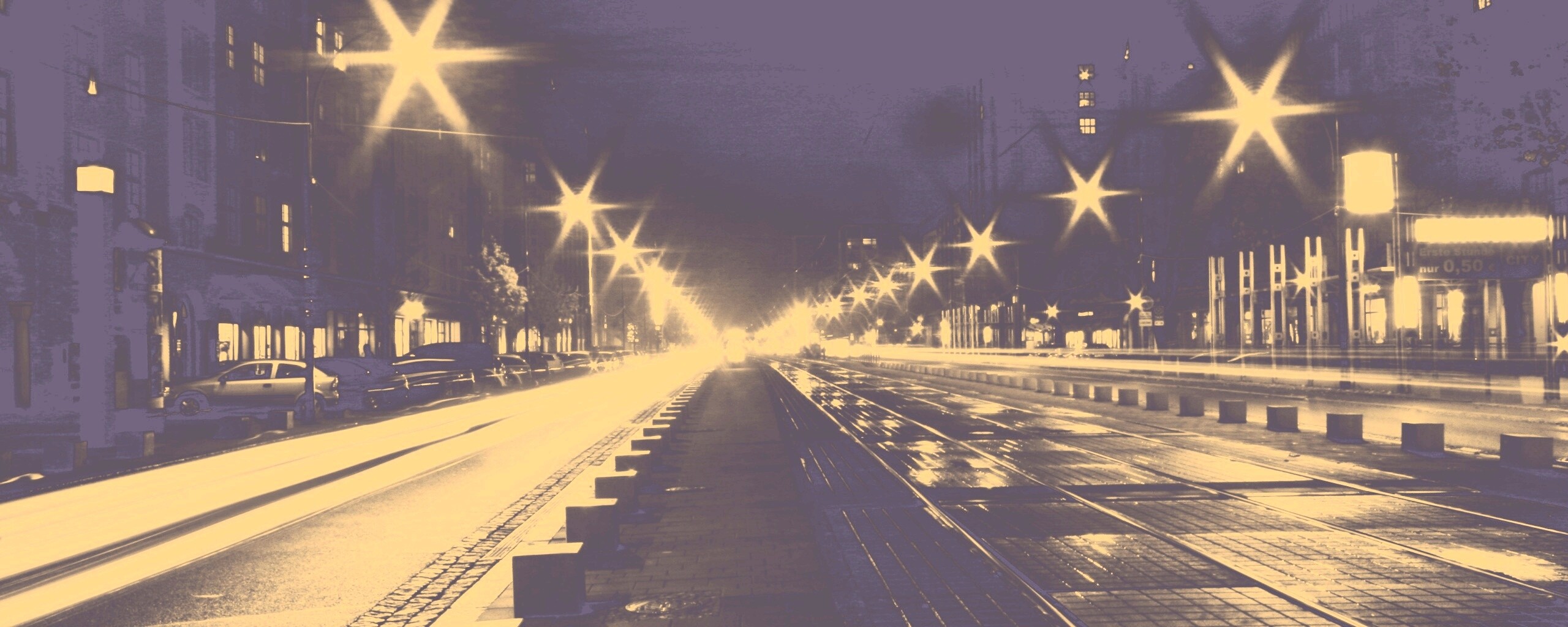 Мгновение на улице ночного города обои