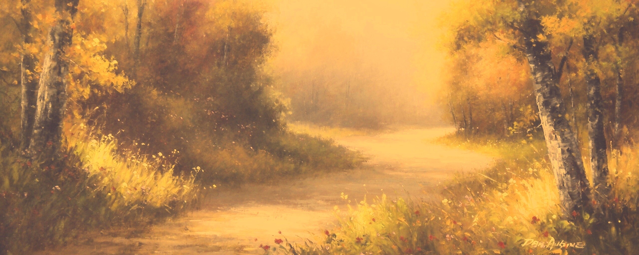 Рисунок лесной дороги обои