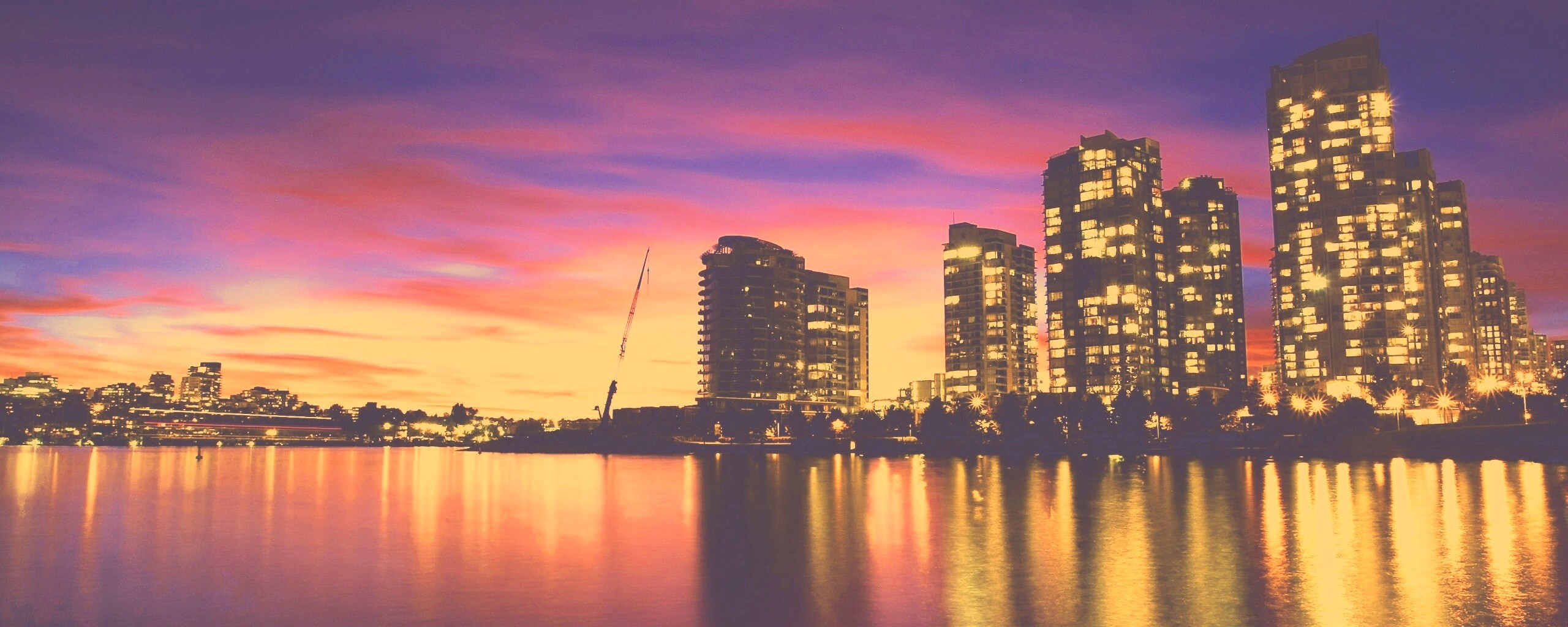 Фиолетовый закат в Ванкувере обои