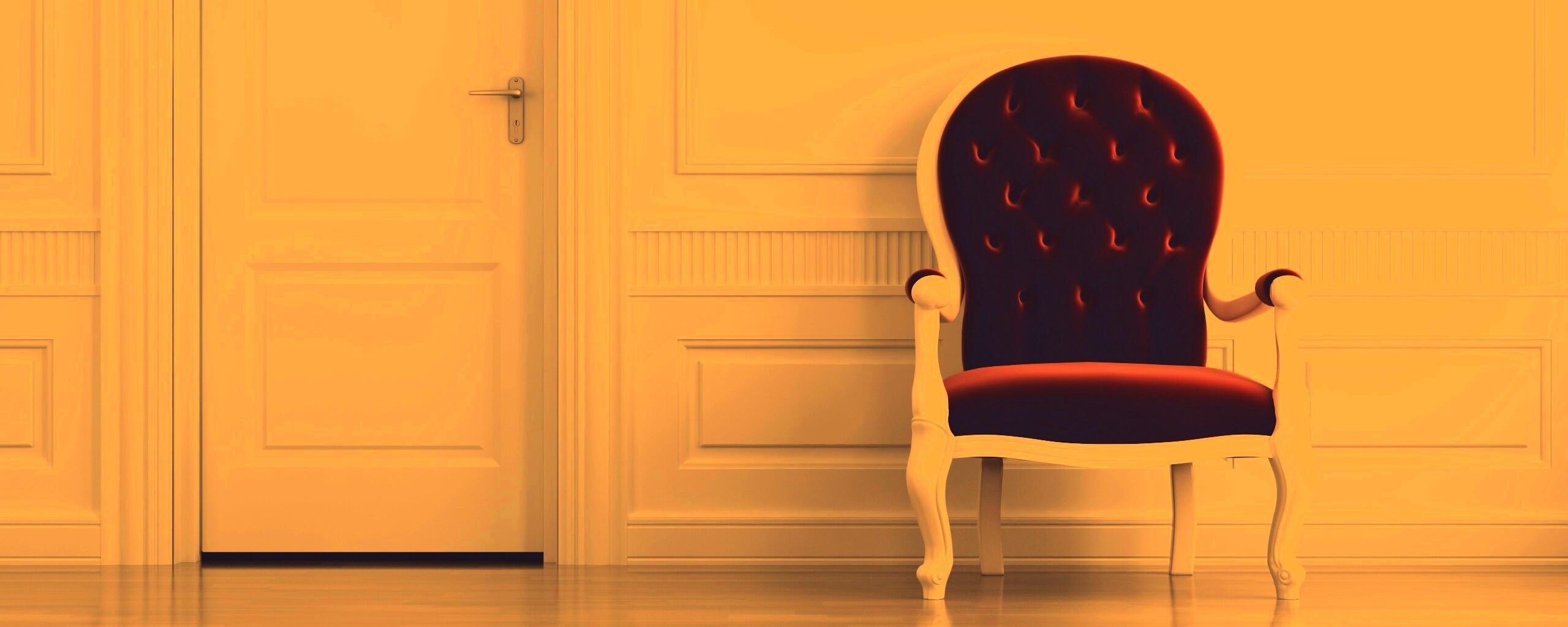 красное кресло в белой комнате обои