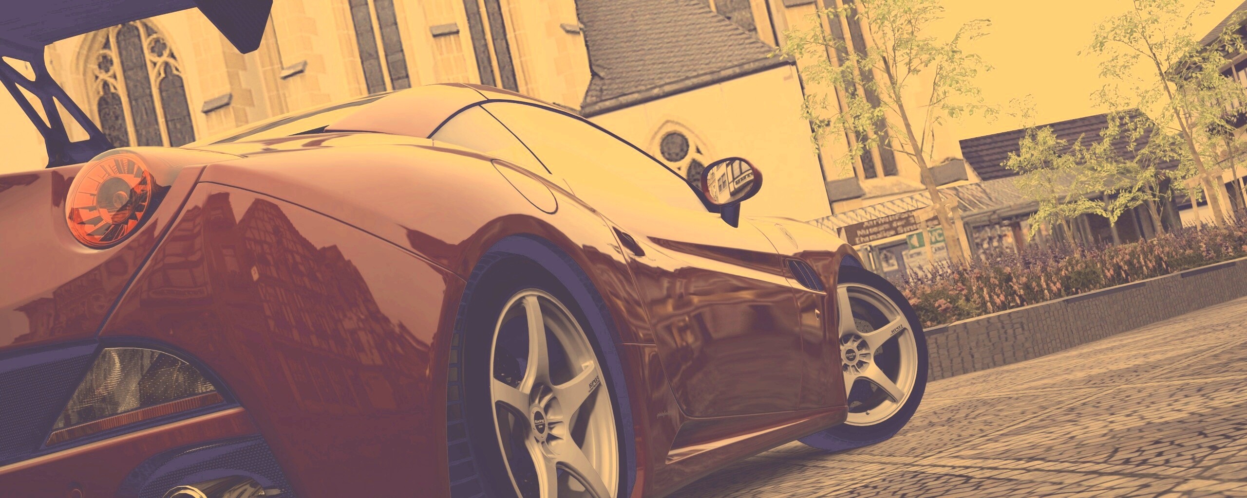 Ferrari на мостовой обои