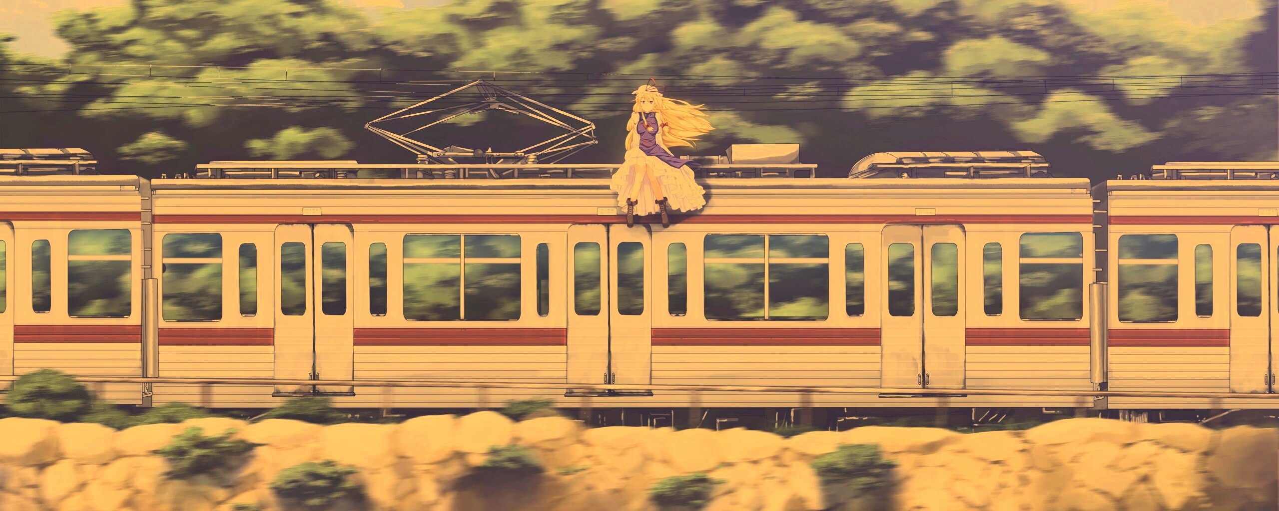 Девушка на крыше поезда обои