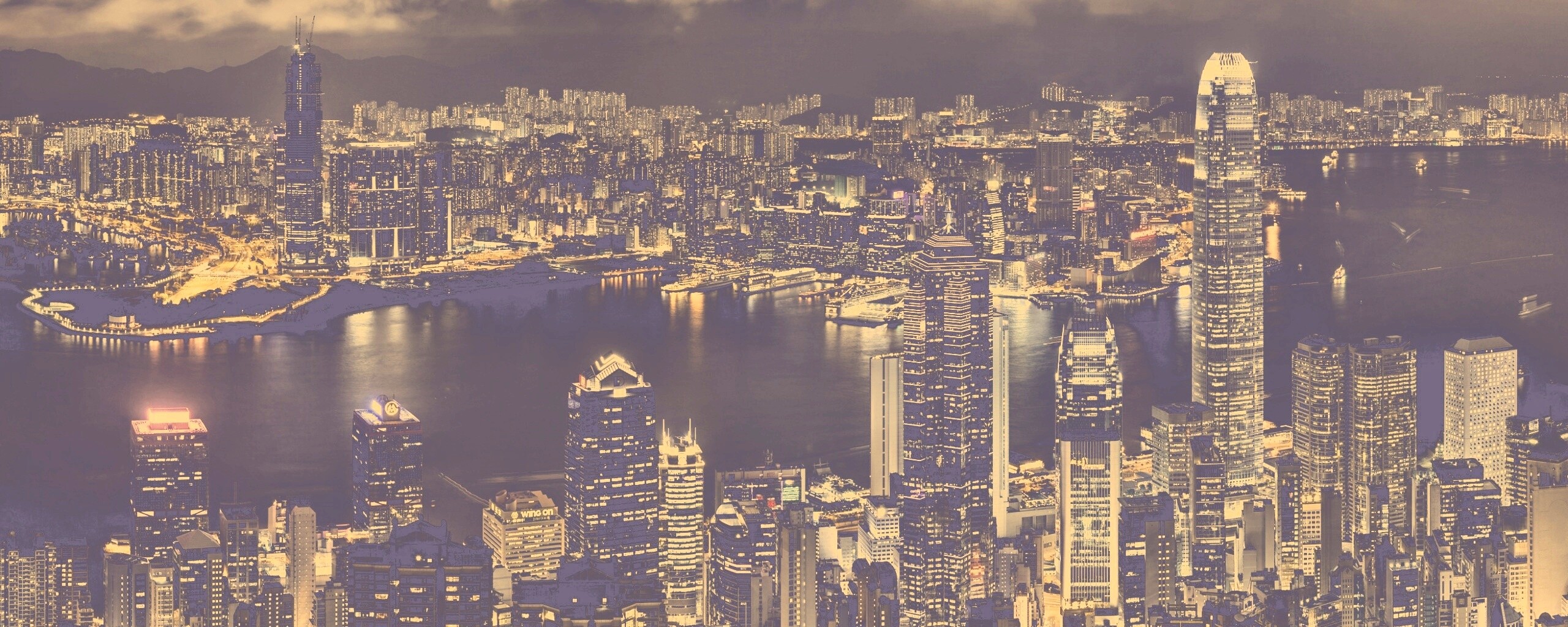 Небоскребы ночью обои