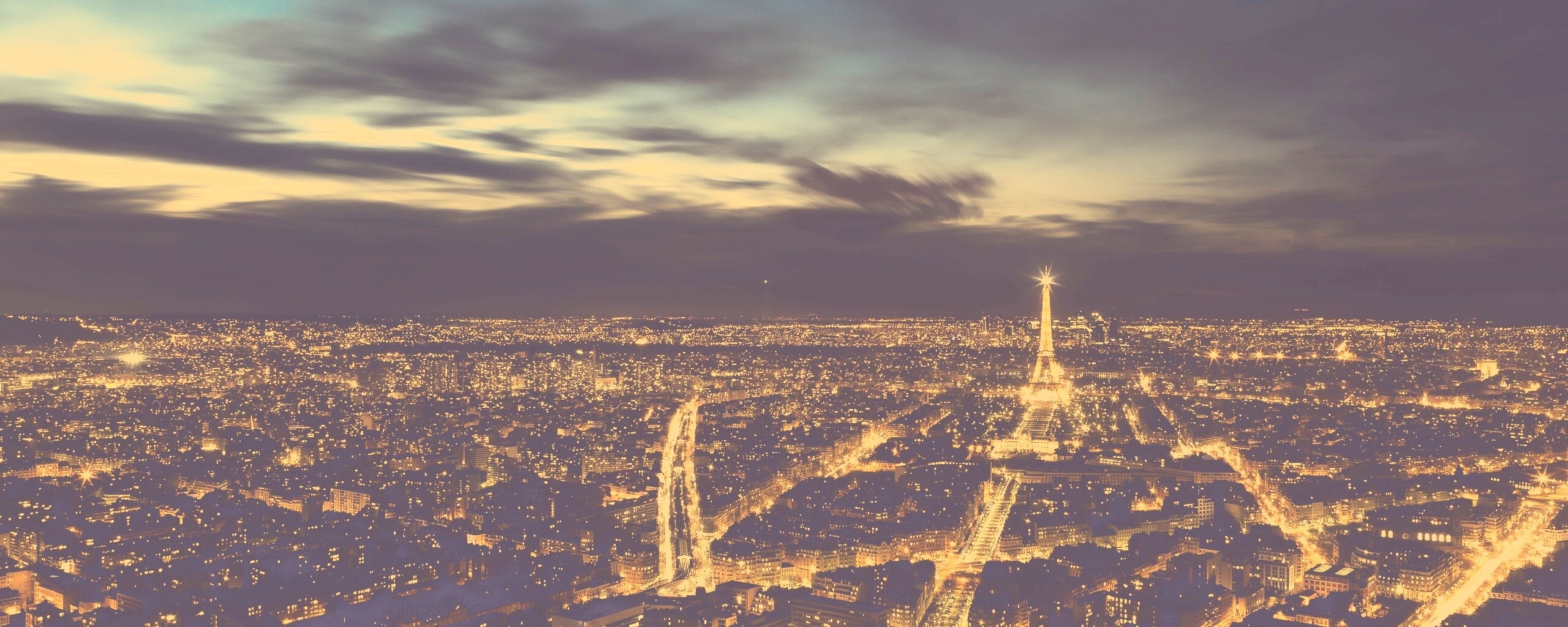 Вид на ночной Париж обои