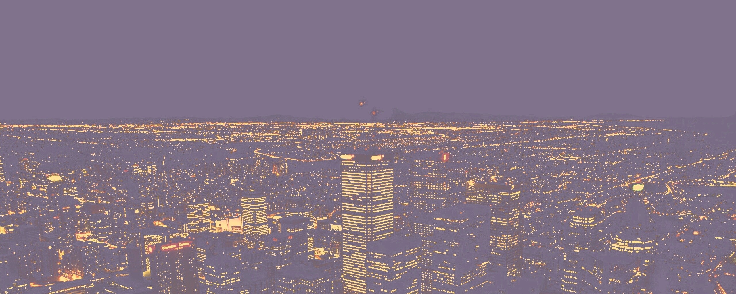 Вид на здания ночного города обои