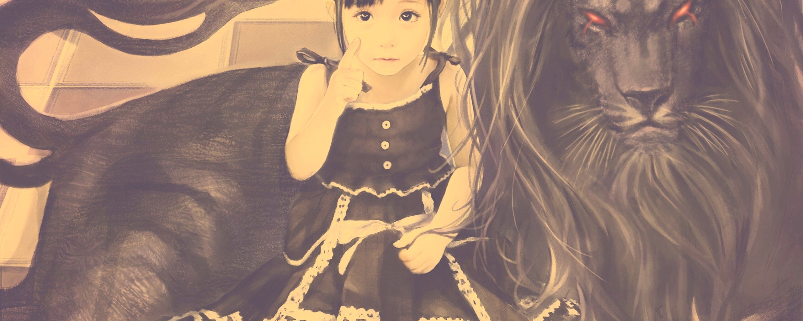 Тёмный лев обои