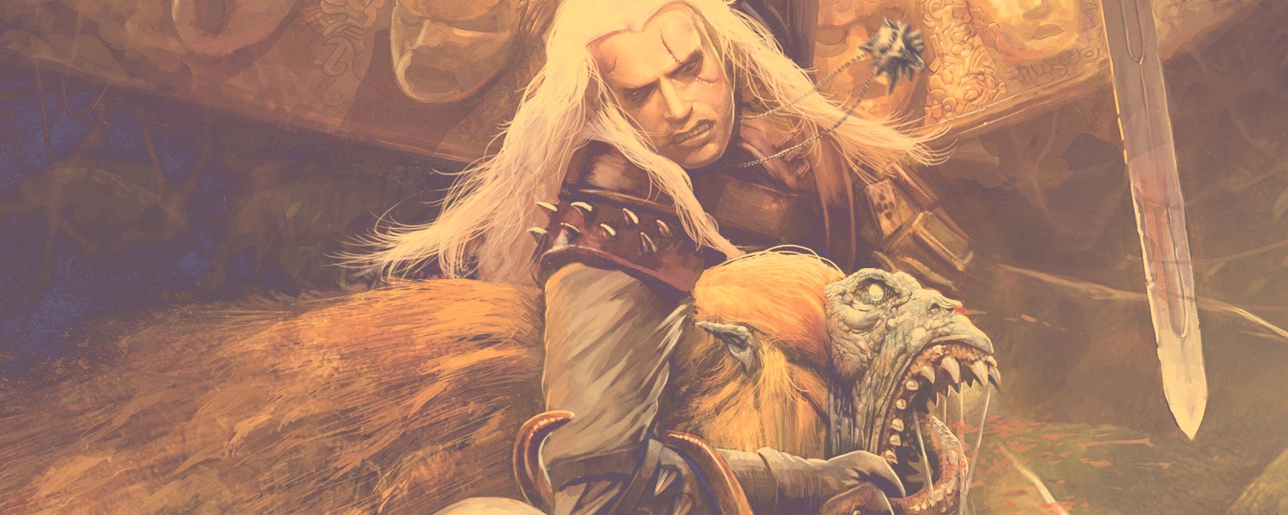 Ведьмак и монстр обои