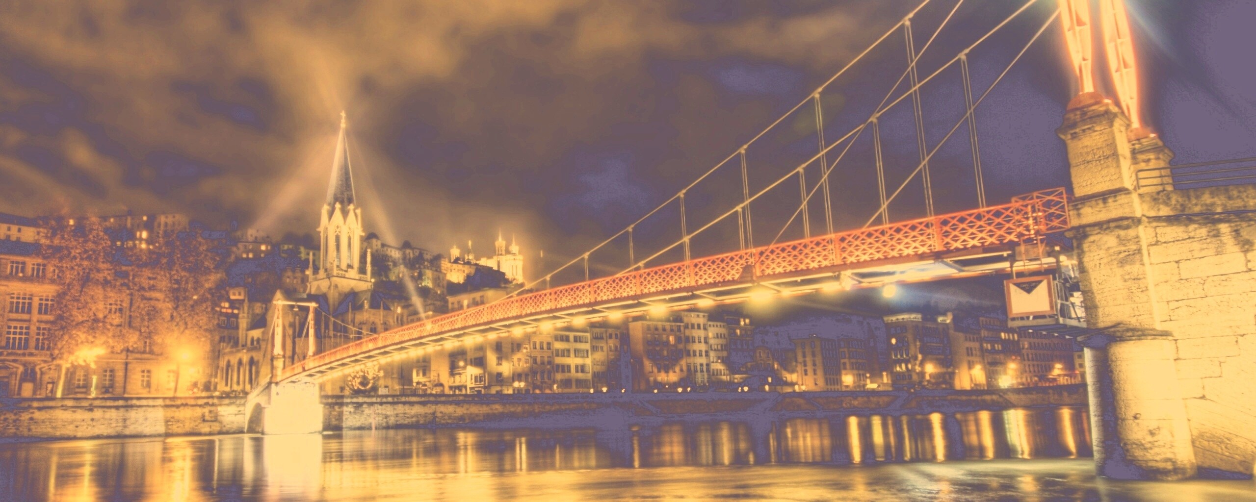 Ночная подсветка моста обои