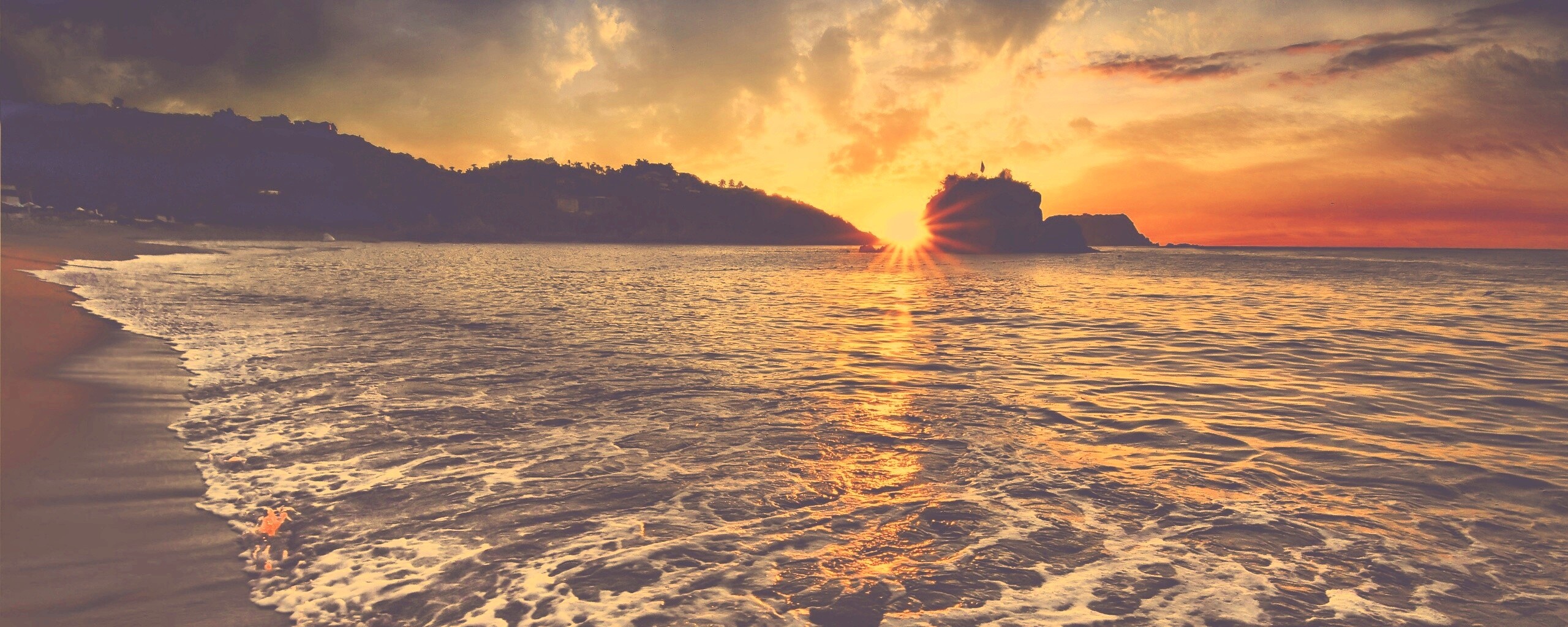 Закат в лагуне обои