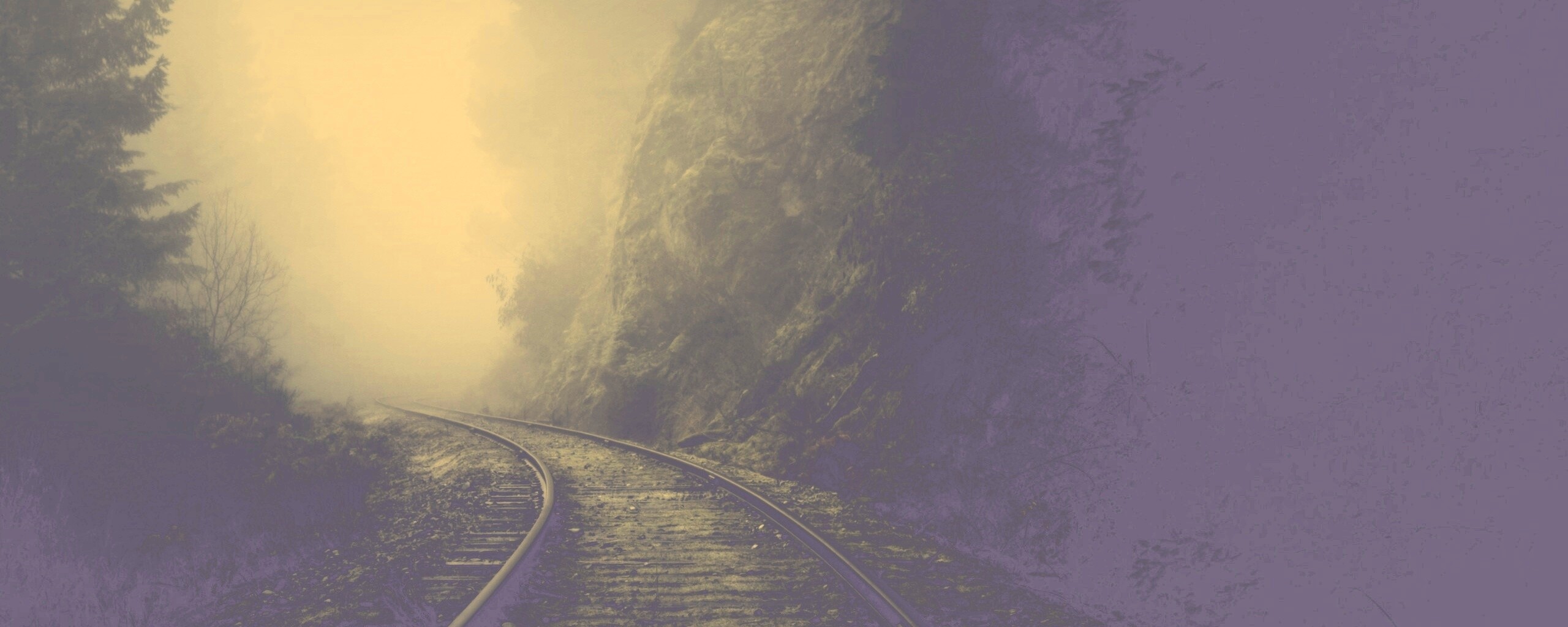 Рельсы уходя в туман обои
