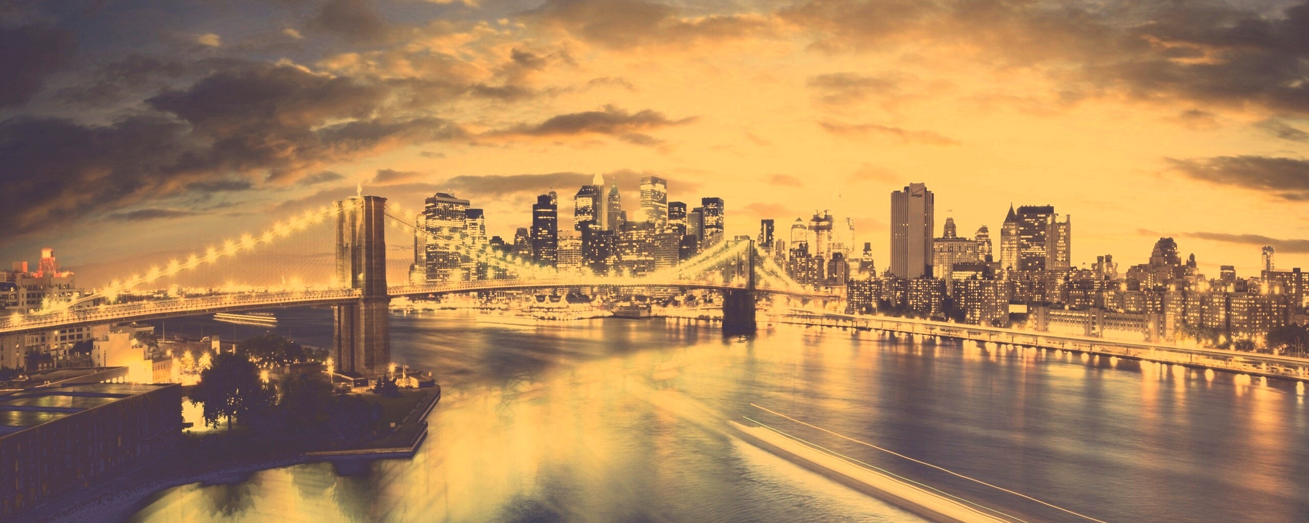 Мост в Нью-Йорке ночью обои