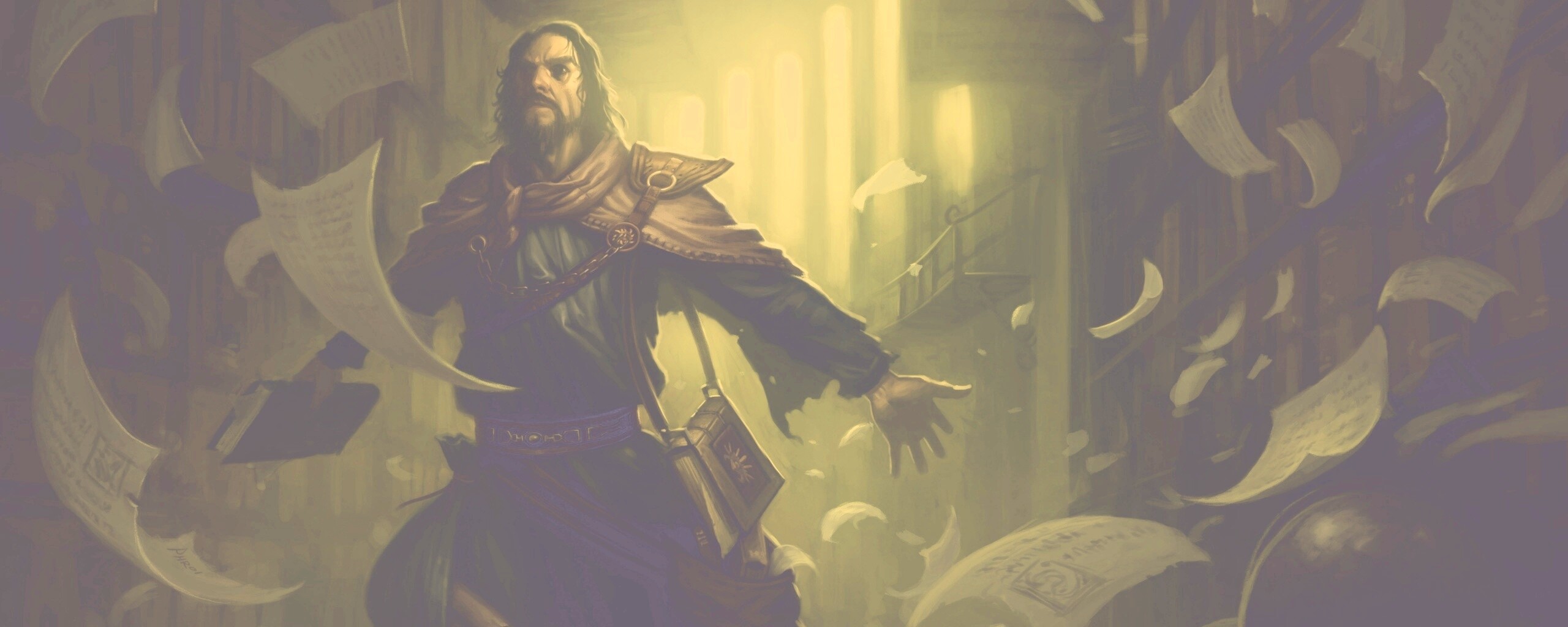 Маг в библиотеке обои