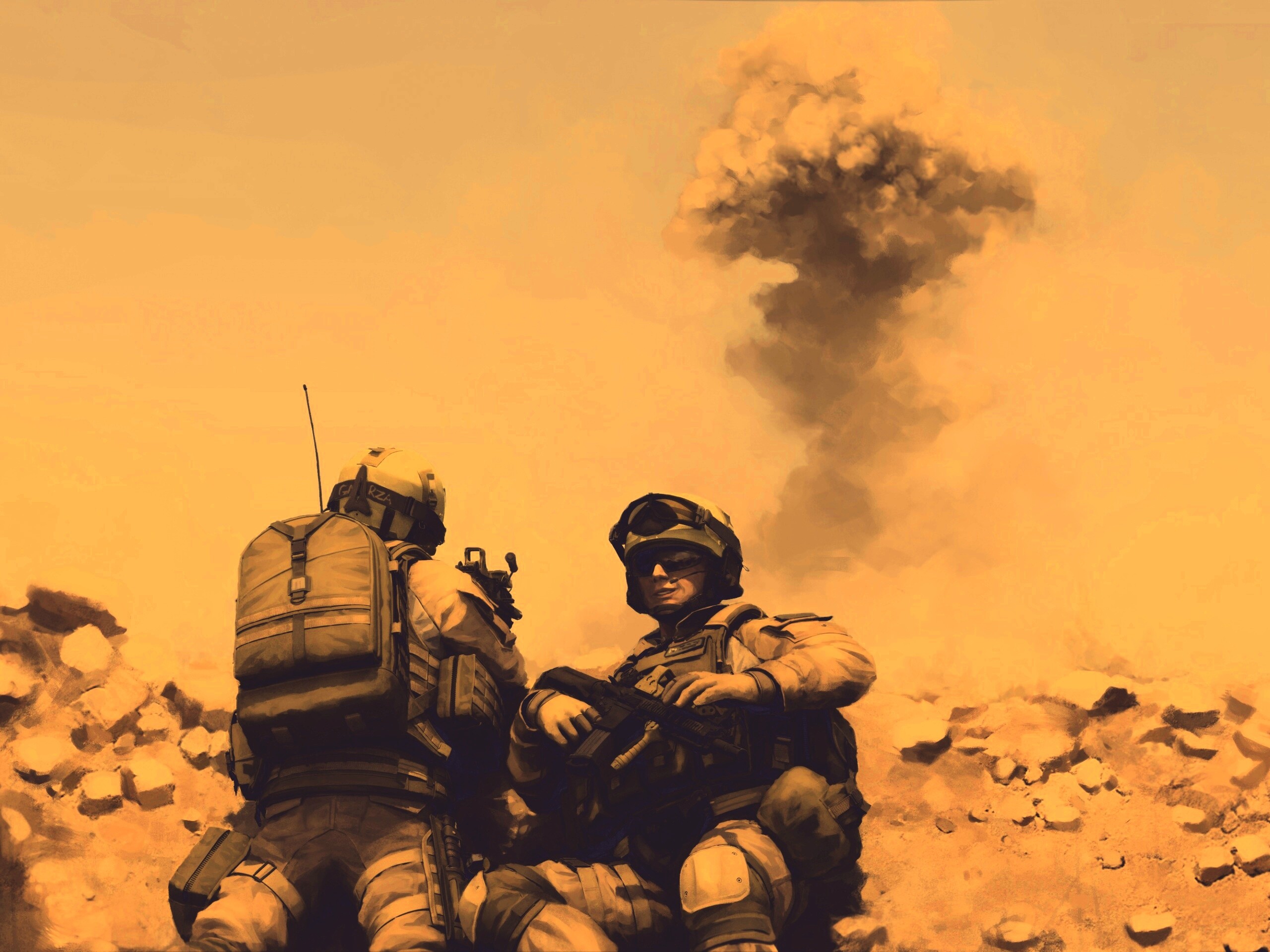 Солдаты в пустыне обои