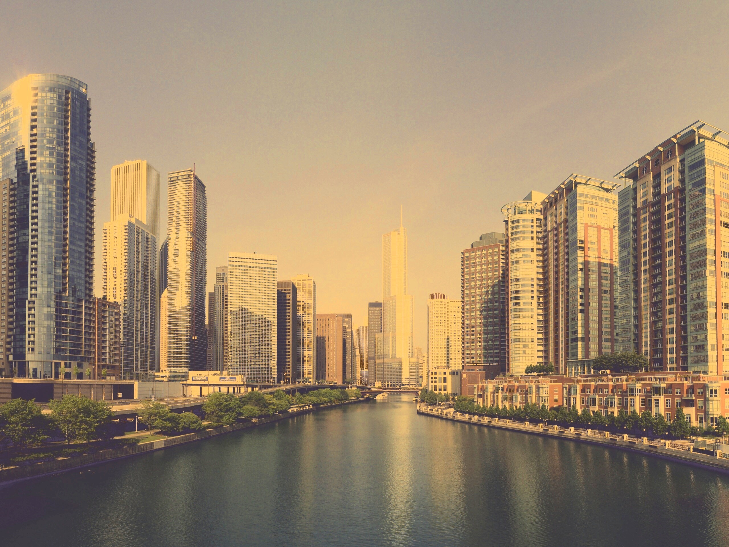 Вид на Чикаго обои