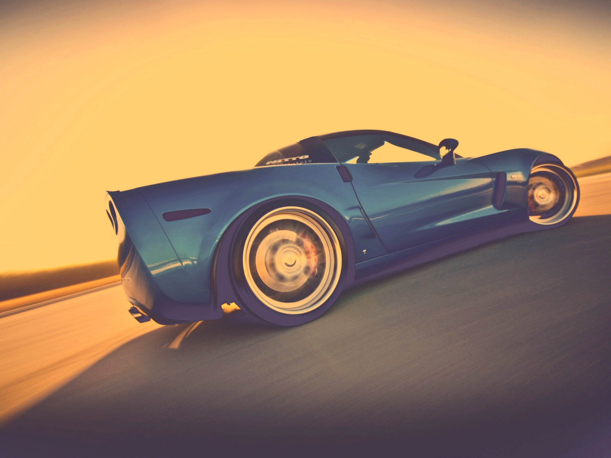 Гоночный спорткар синего цвета обои