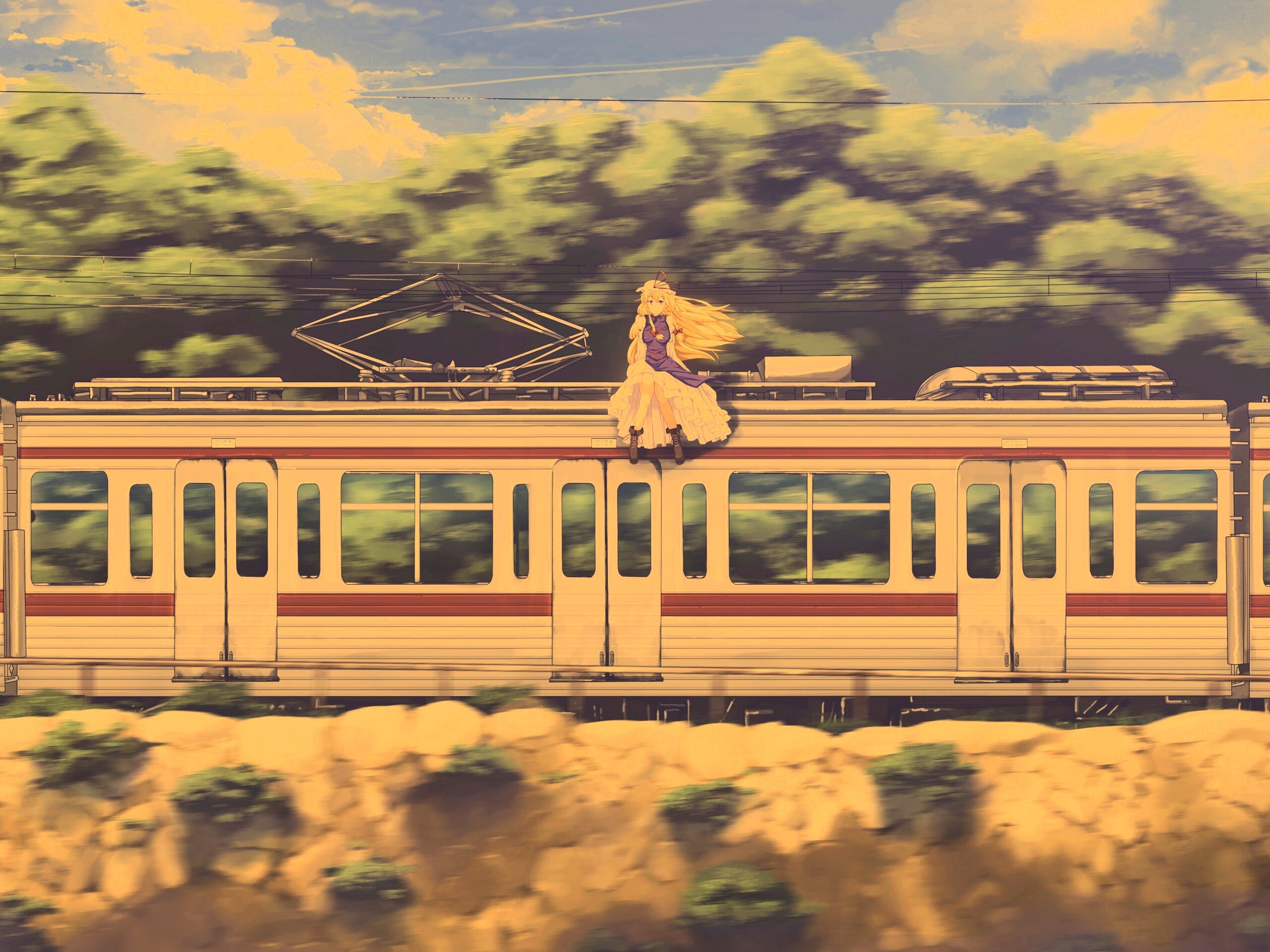 Девушка на крыше поезда обои